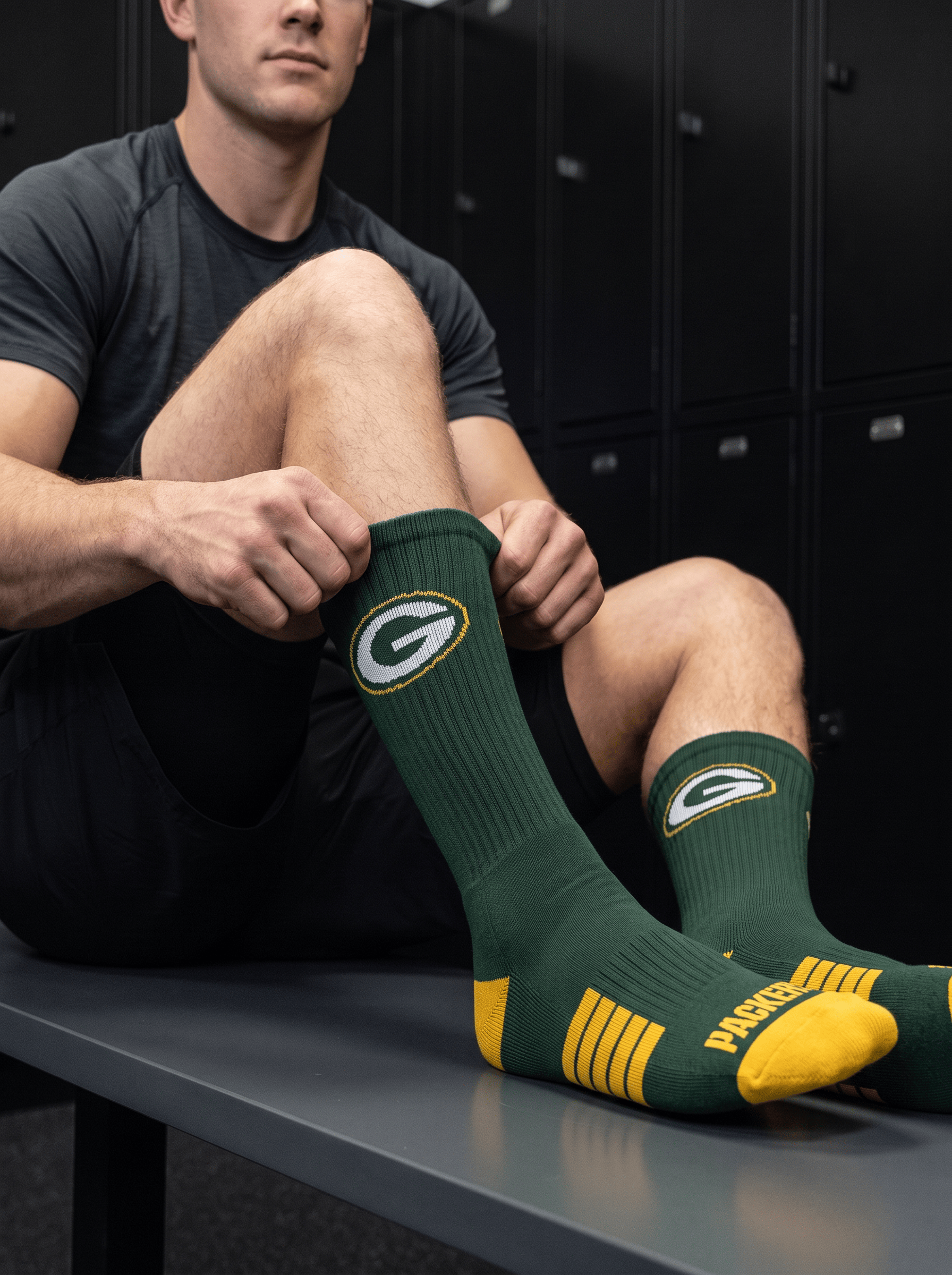 Strideline Socks Large (9-12 US) Green Bay Packers Strideline NFL Team Premier Flex-Stretch Crew Socks