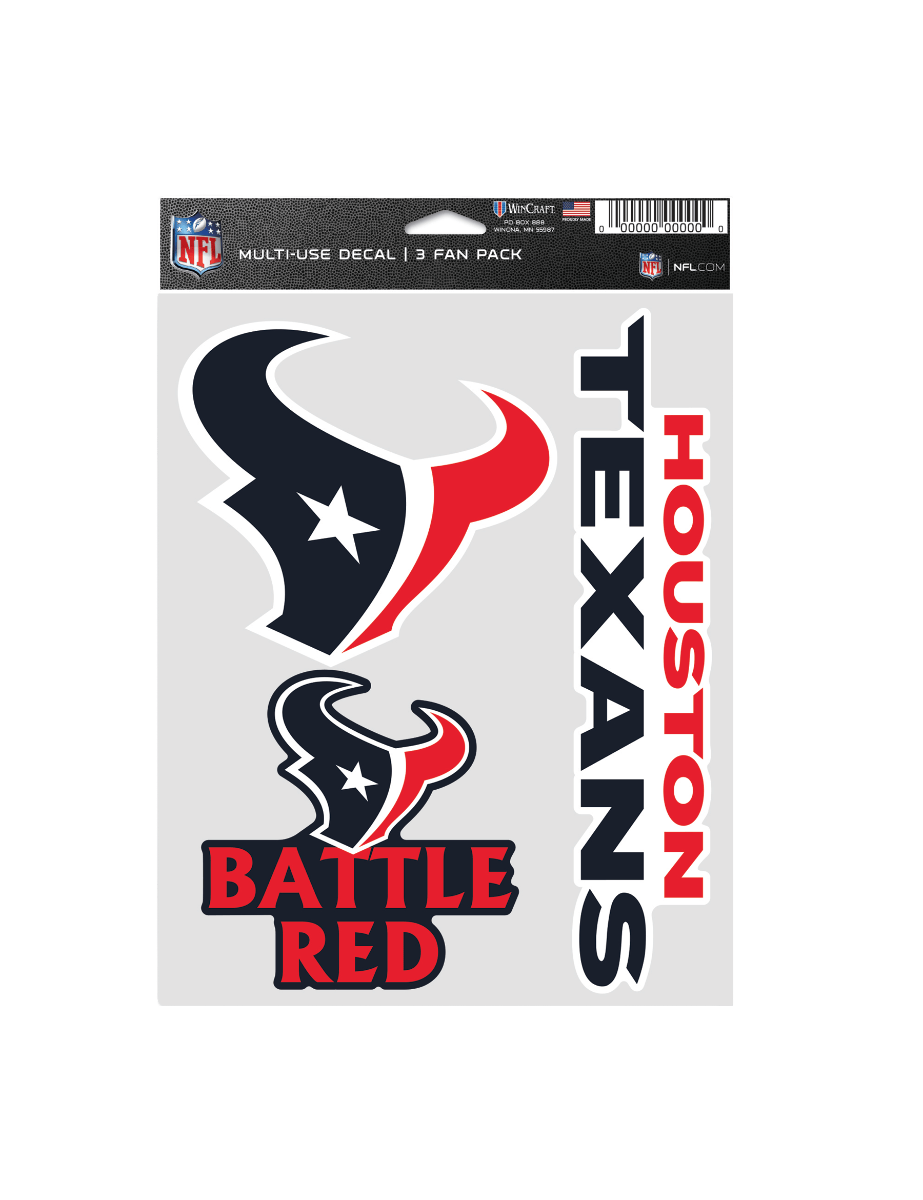 Wincraft Accessories Houston Texans Wincraft NFL Team 3 Piece 5” x 7” Decal Set