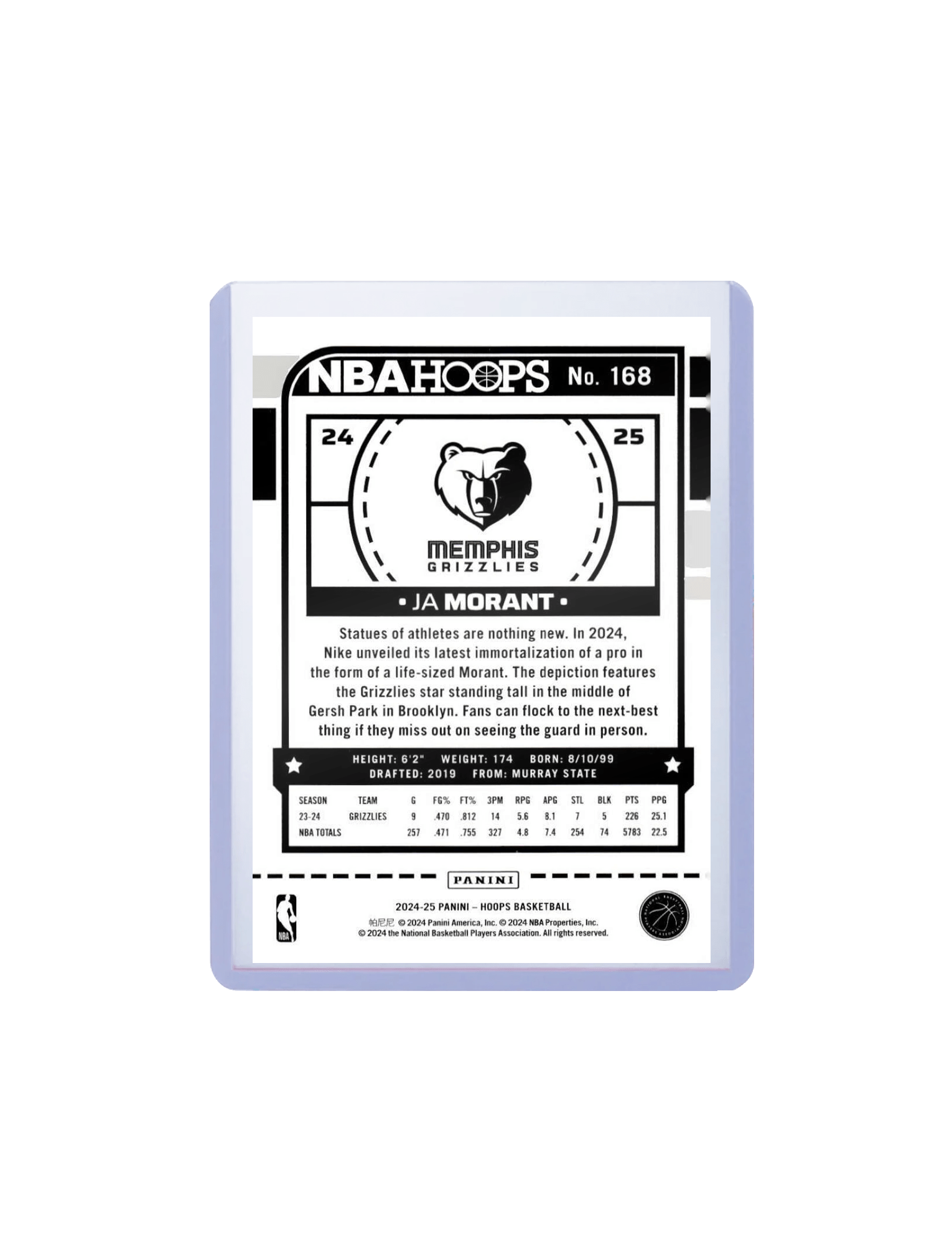 Panini Cards Ja Morant Memphis Grizzlies Panini NBA Hoops 24-25 Base Card