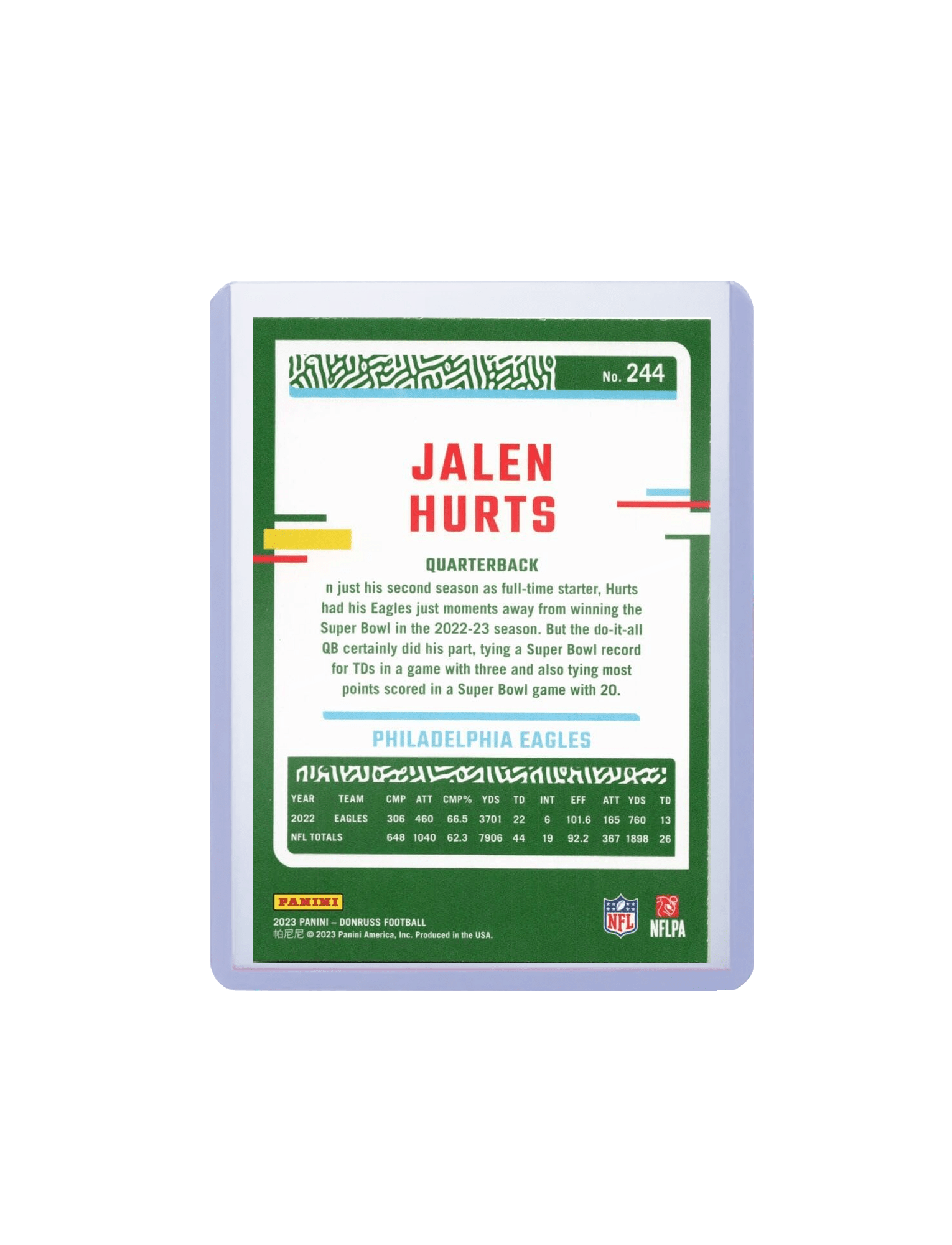 Panini Cards Jalen Hurts Philadelphia Eagles Panini NFL 23-24 Donruss Card