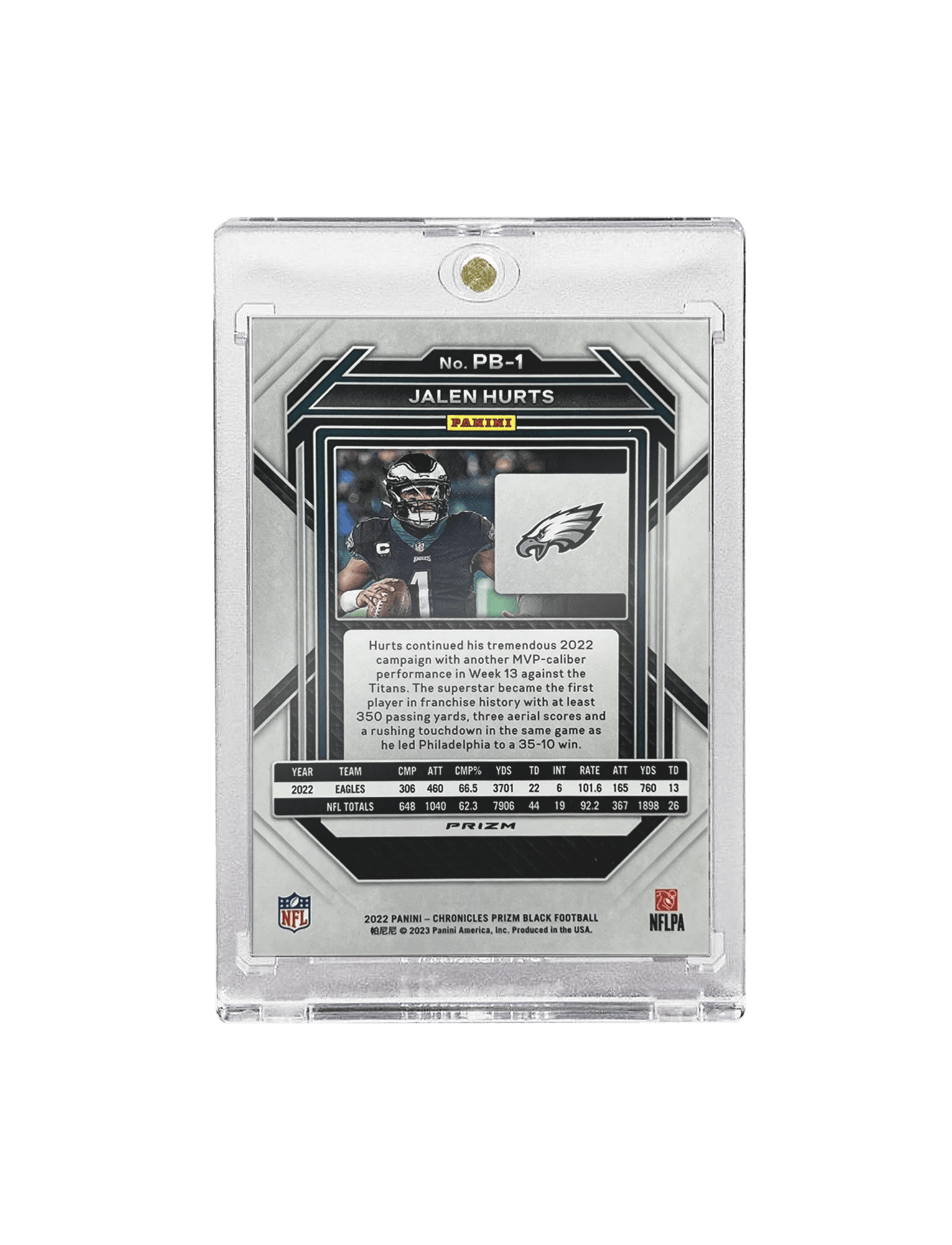 Panini Cards Jalen Hurts Philadelphia Eagles Panini NFL Prizm 22 Black Silver Card