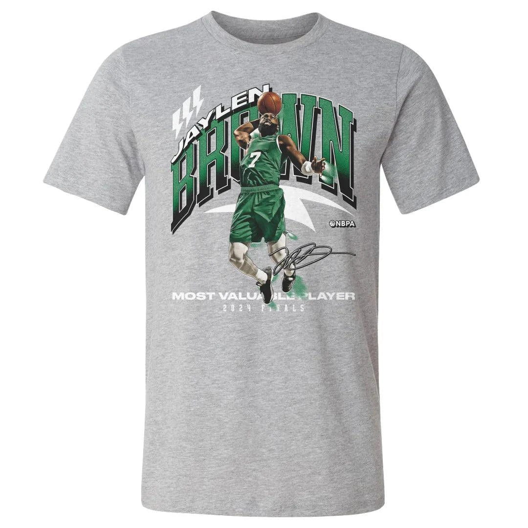 500 Level T-Shirts Jaylen Brown Boston Celtics 500 Level NBA Finals MVP T-Shirt - Grey