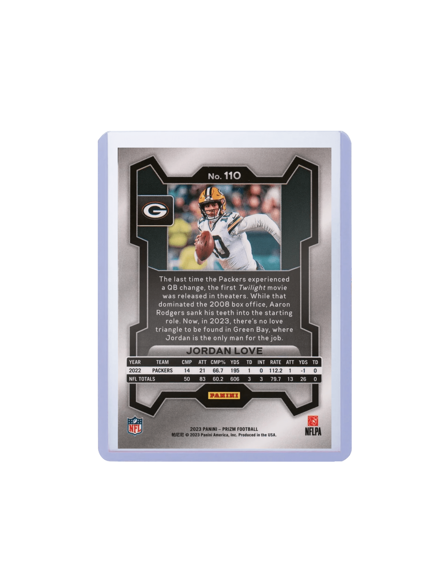 Panini Cards Jordan Love Green Bay Packers Panini NFL 23 Prizm Base Card