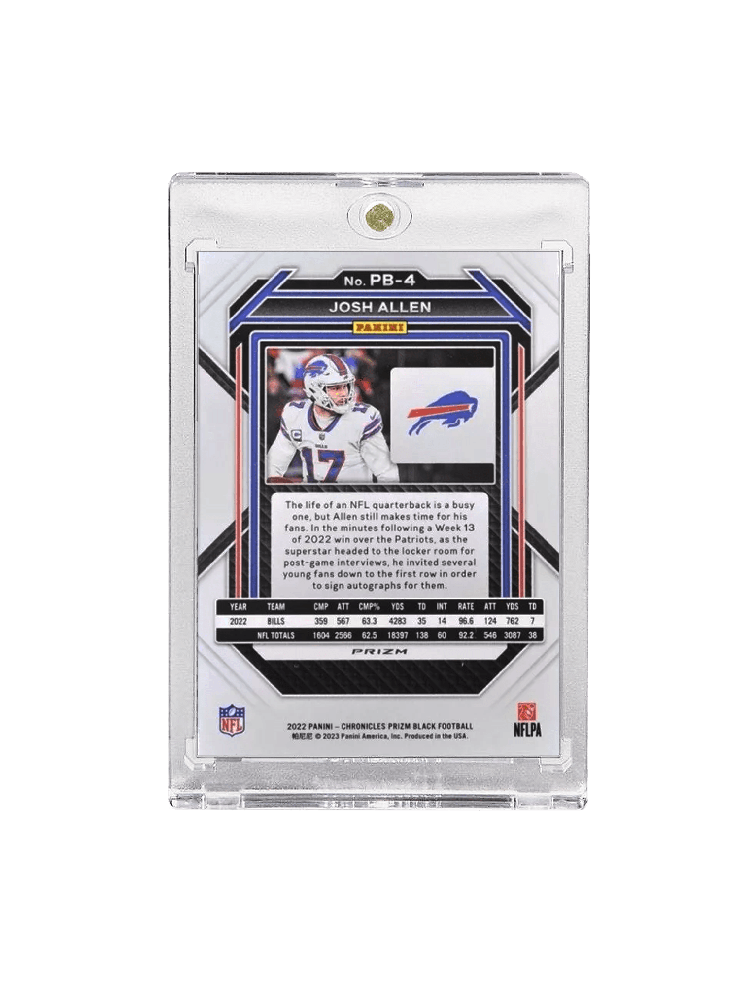 Panini Cards Josh Allen Buffalo Bills Panini NFL Prizm Black PB-4 Card