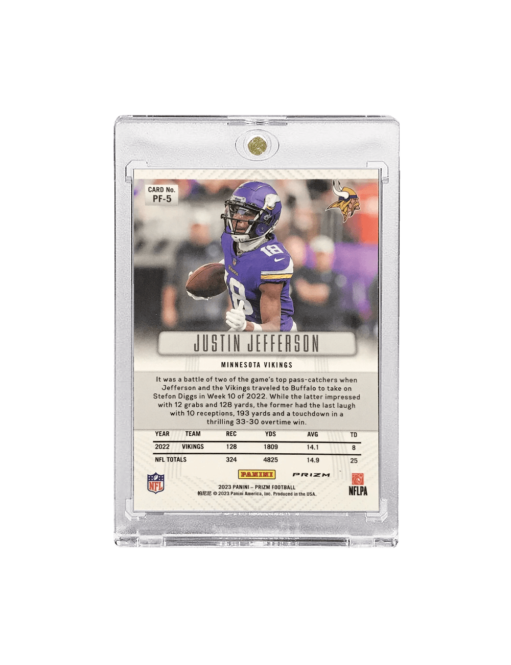 Panini Cards Justin Jefferson Minnesota Vikings Panini NFL 23 Prizm Flashback Silver Card