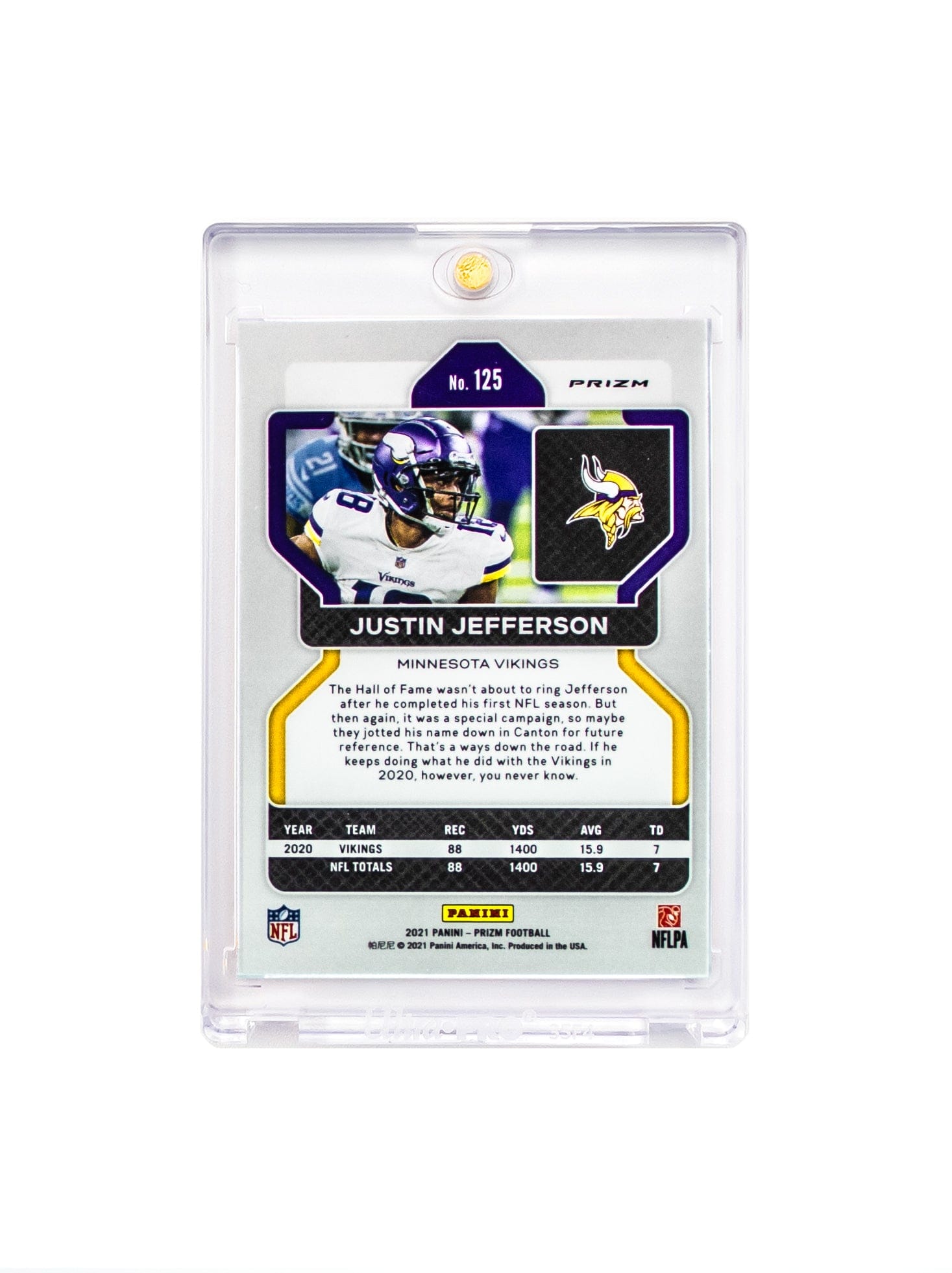 Panini Cards Justin Jefferson Minnesota Vikings Panini NFL Prizm 21 Silver Card