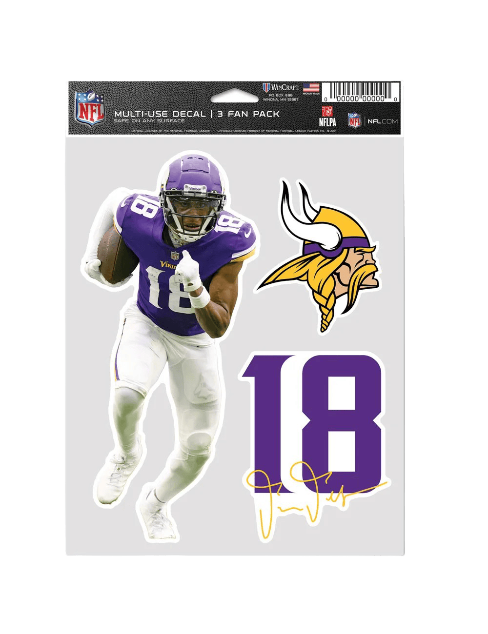 Wincraft Accessories Justin Jefferson Minnesota Vikings Wincraft NFL 3 Piece 5” x 7” Decal Set