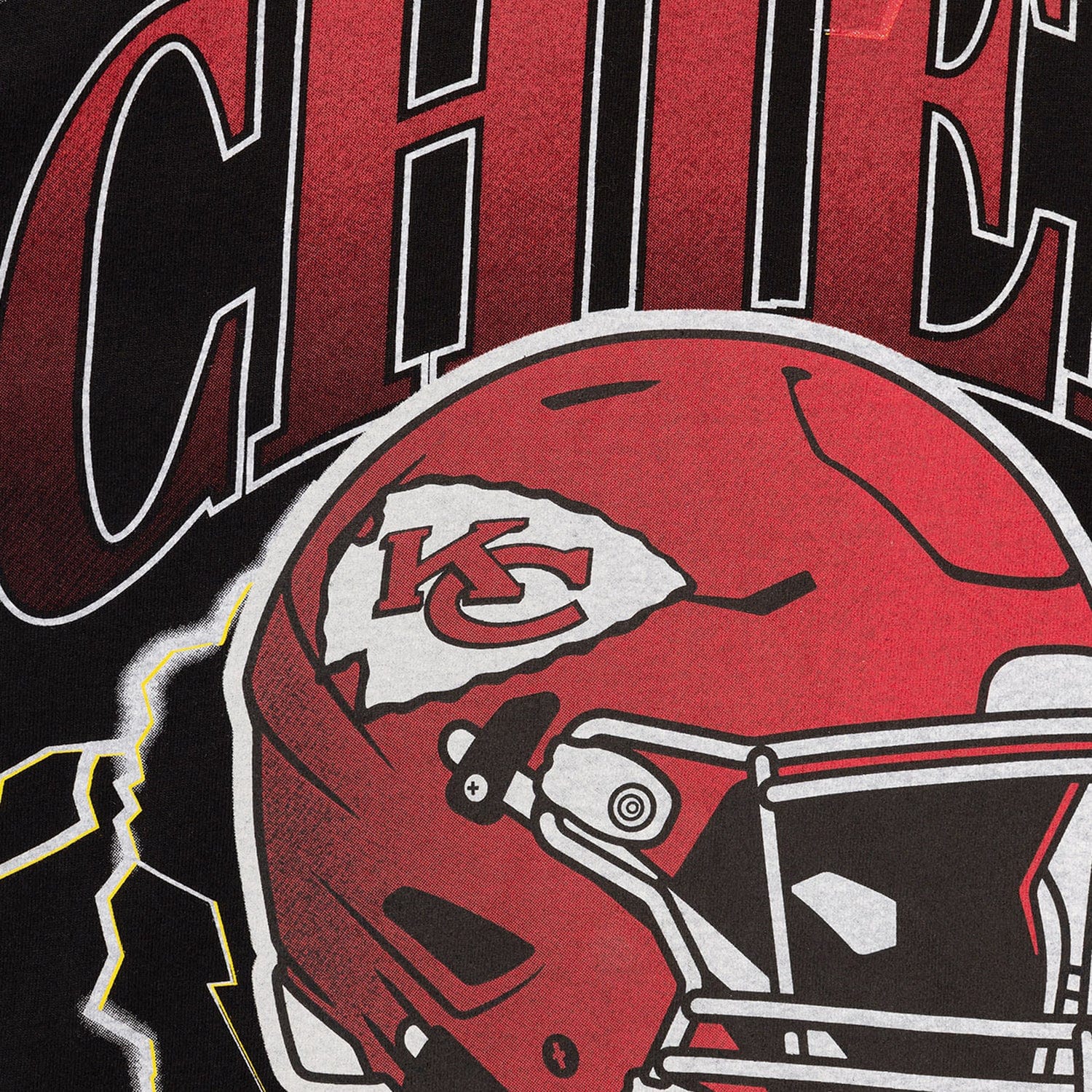 Majestic Athletic T-Shirts Kansas City Chiefs Majestic NFL Team Lightning Vintage T-Shirt - Faded Black