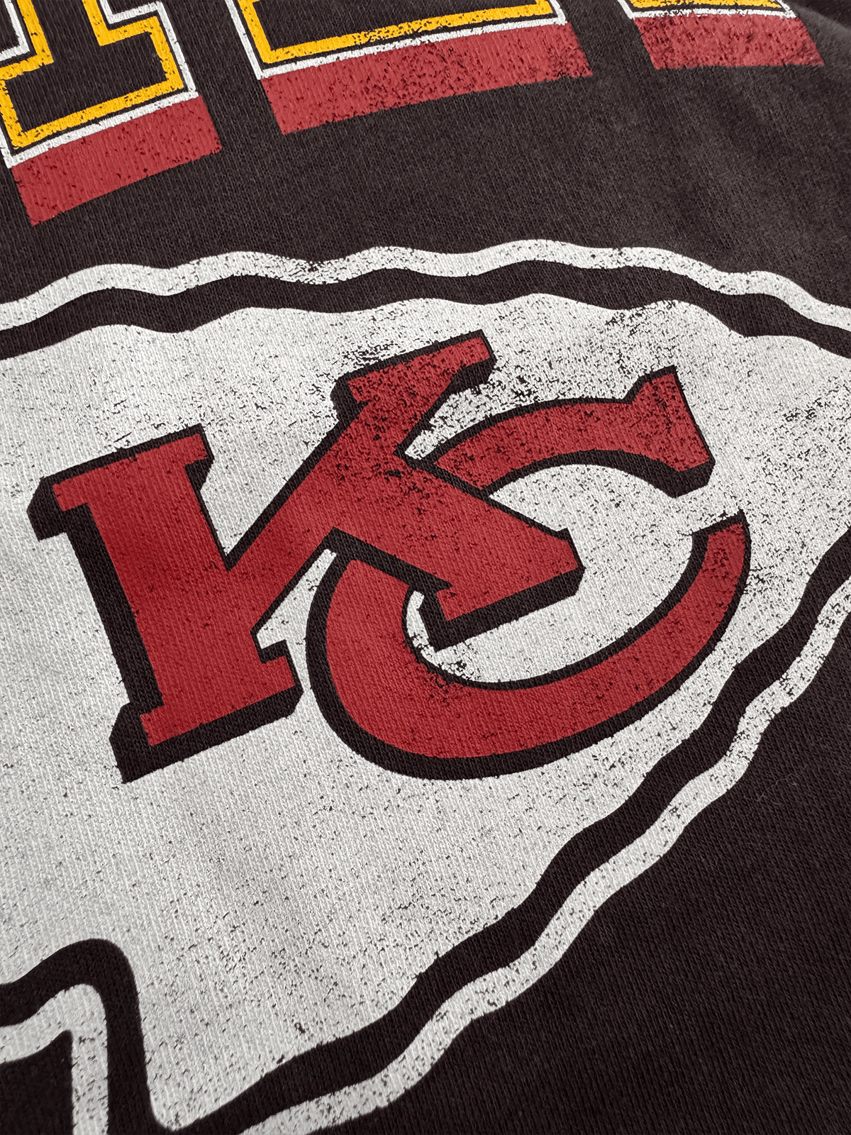 Mitchell And Ness T-Shirts Kansas City Chiefs Mitchell & Ness NFL Arch Boxy Vintage Muscle T-Shirt - Faded Black