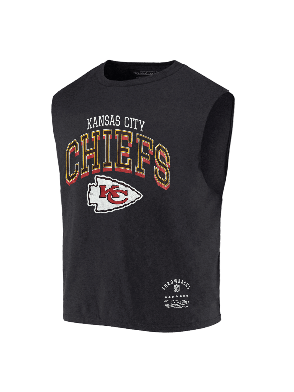 Mitchell And Ness T-Shirts Kansas City Chiefs Mitchell & Ness NFL Arch Boxy Vintage Muscle T-Shirt - Faded Black