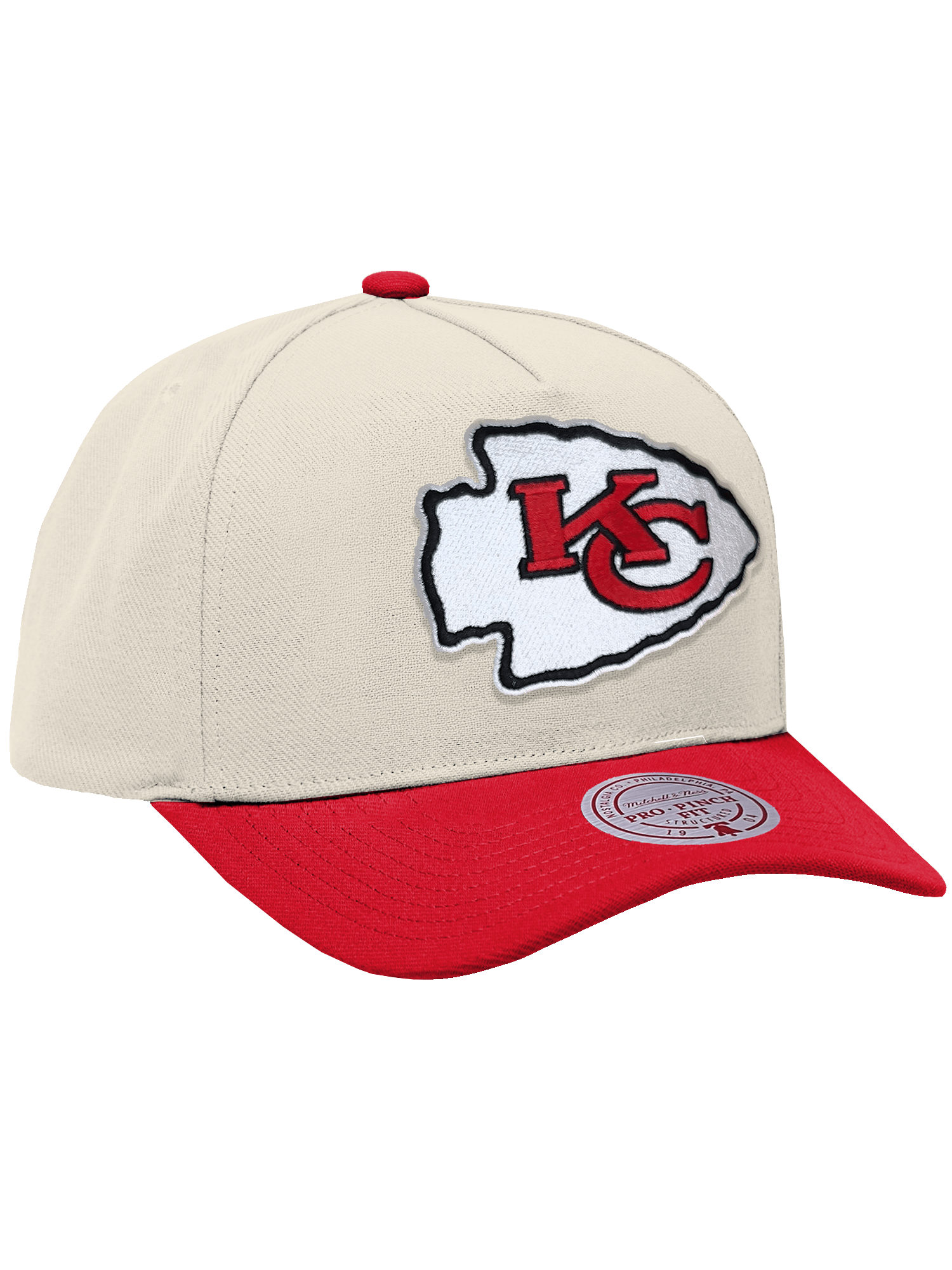 Mitchell And Ness Caps Kansas City Chiefs Mitchell & Ness NFL Team 2T Pro Pinch Snapback Hat - Cream