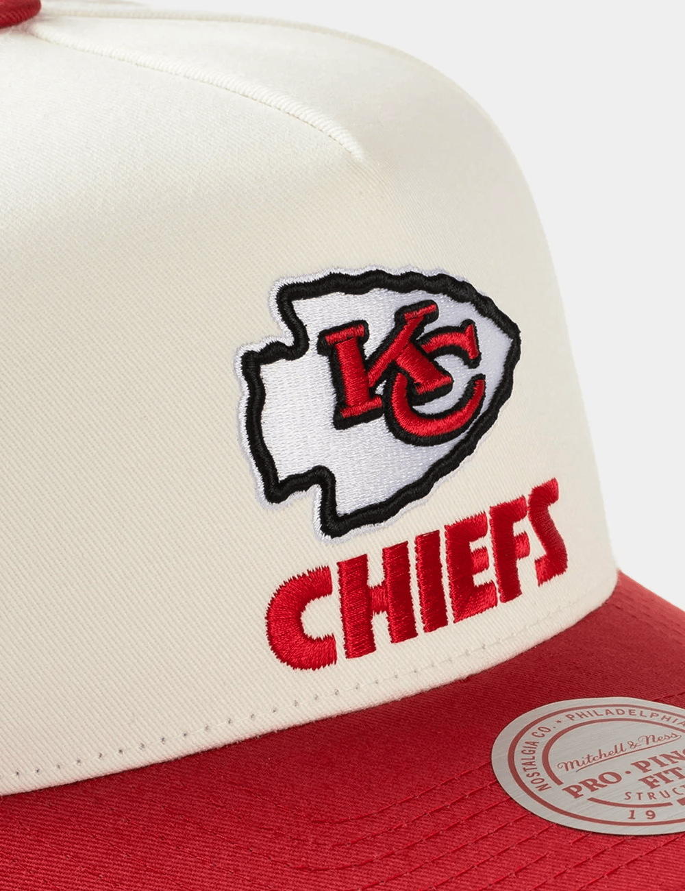 Mitchell And Ness Caps Kansas City Chiefs Mitchell & Ness NFL Team Pro Pinch Snapback Hat - White Cream