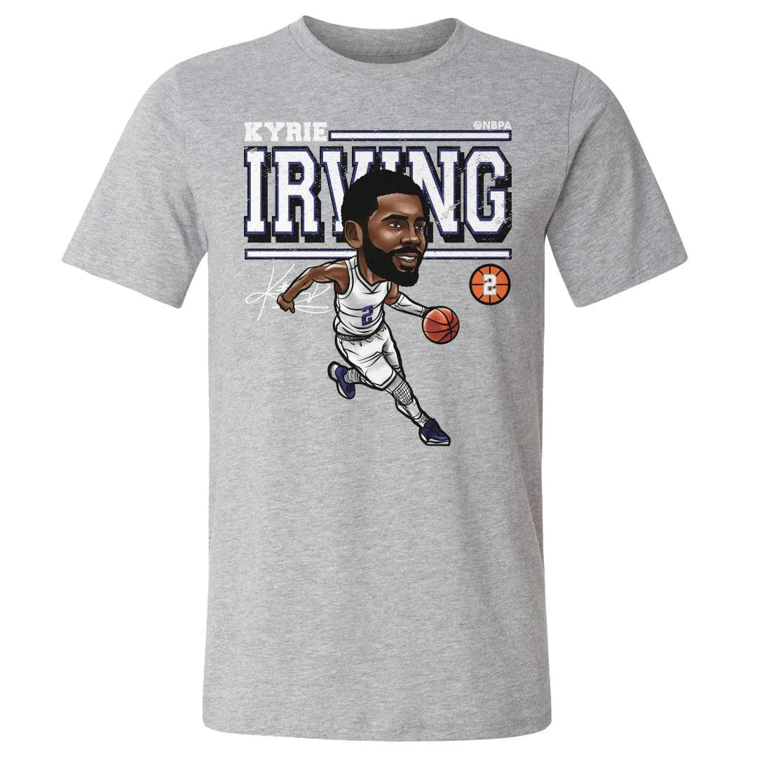 500 Level T-Shirts Kyrie Irving Dallas Mavericks 500 Level NBA Cartoon T-Shirt - Grey
