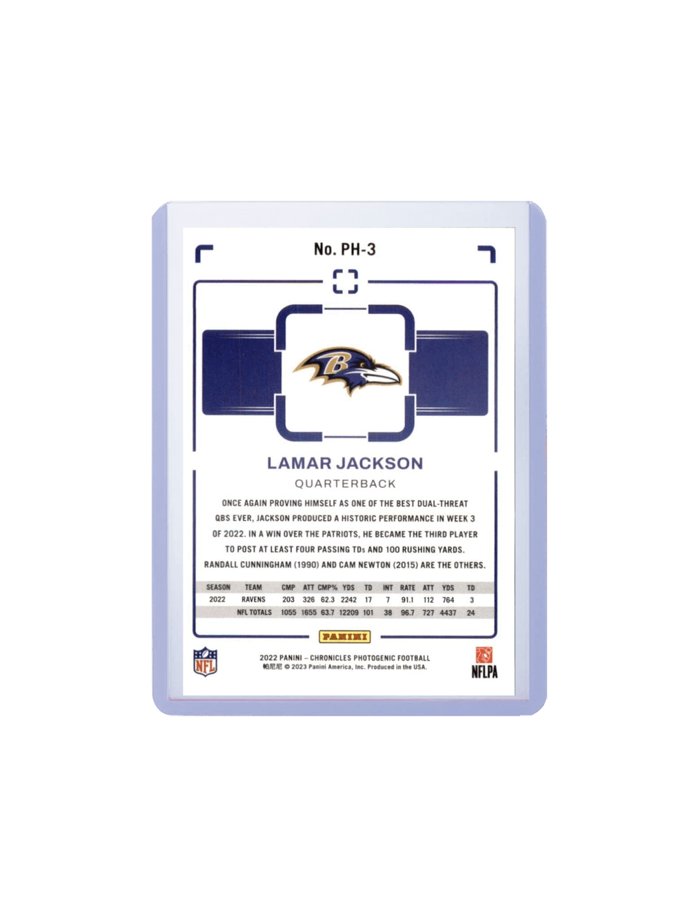 Panini Cards Lamar Jackson Baltimore Ravens Panini NFL 22 Photogenic Card