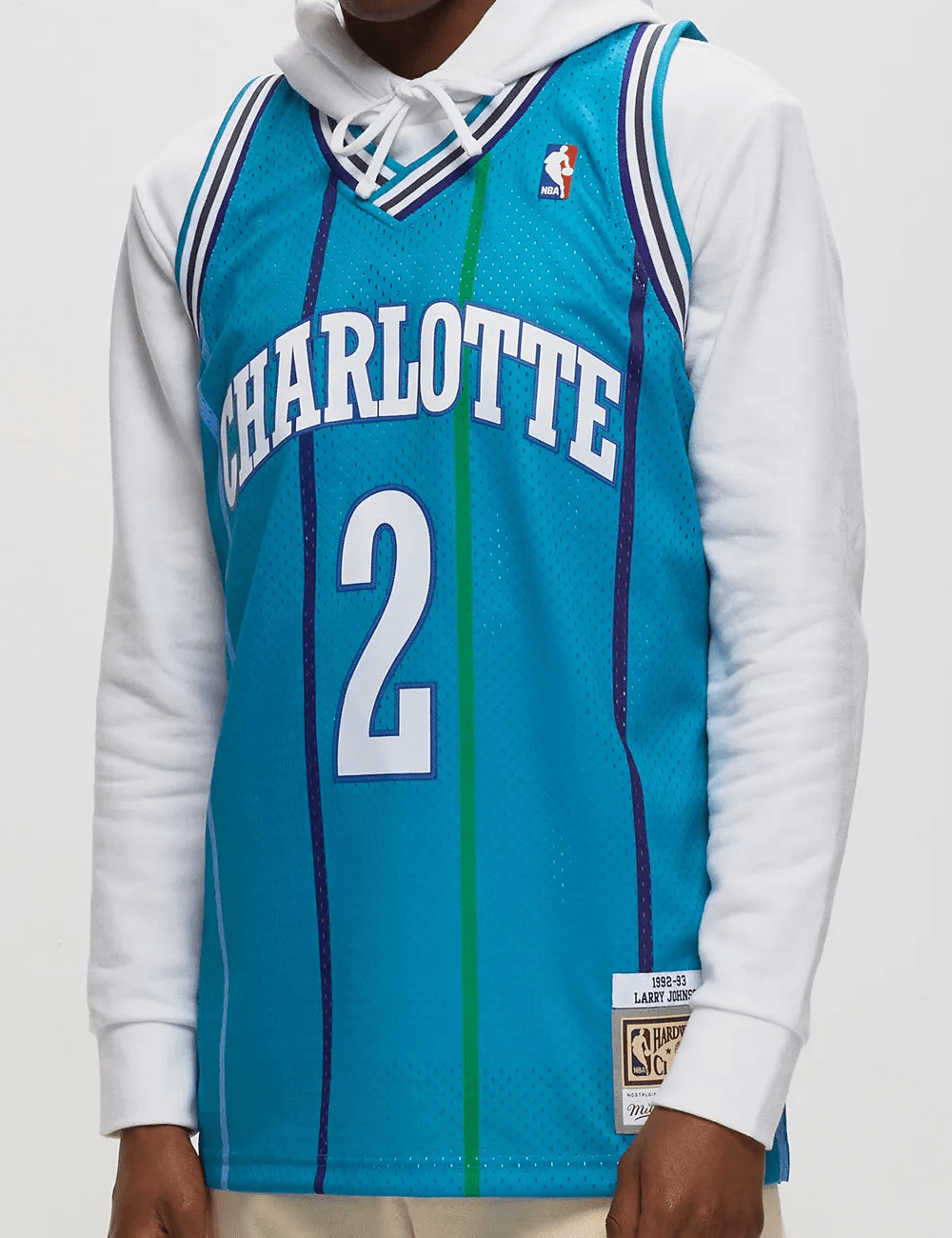 Mitchell And Ness Jerseys Larry Johnson Charlotte Hornets Mitchell & Ness NBA 92-93 Road HWC Swingman Jersey - Teal