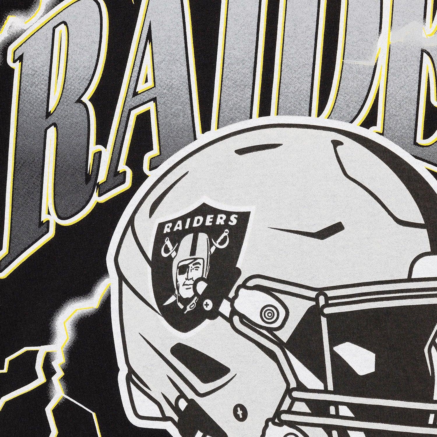 Majestic Athletic T-Shirts Las Vegas Raiders Majestic NFL Team Lightning Vintage T-Shirt - Faded Black