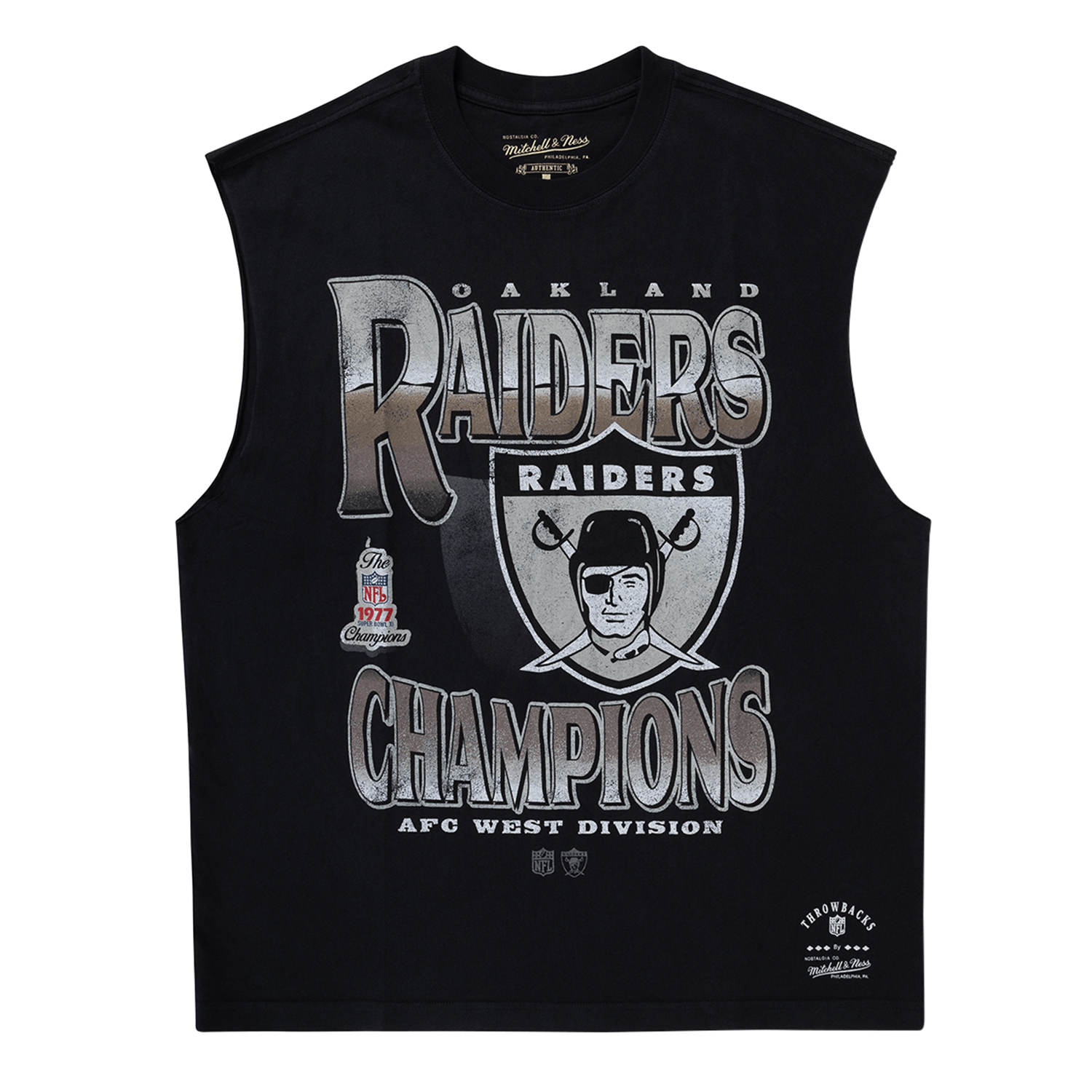 Mitchell And Ness T-Shirts Las Vegas Raiders Mitchell & Ness NFL 77 AFC Vintage Muscle T-Shirt - Faded Black