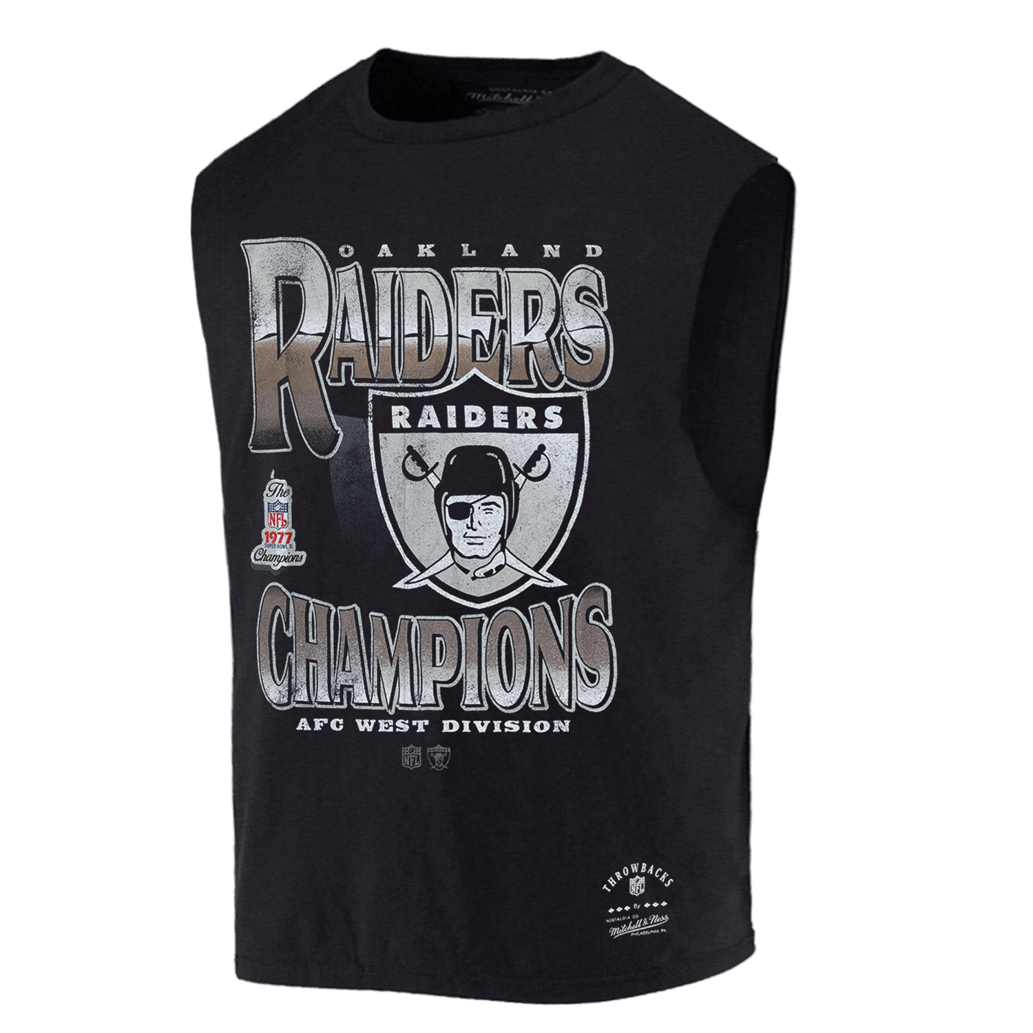 Mitchell And Ness T-Shirts Las Vegas Raiders Mitchell & Ness NFL 77 AFC Vintage Muscle T-Shirt - Faded Black