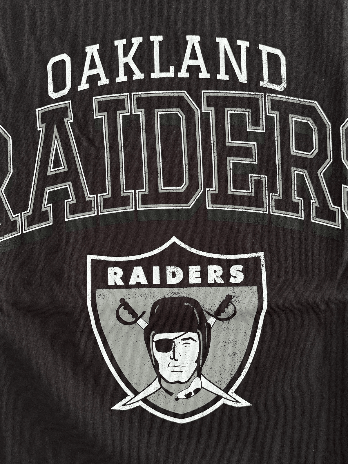 Mitchell And Ness T-Shirts Las Vegas Raiders Mitchell & Ness NFL Arch Boxy Vintage Muscle T-Shirt - Faded Black