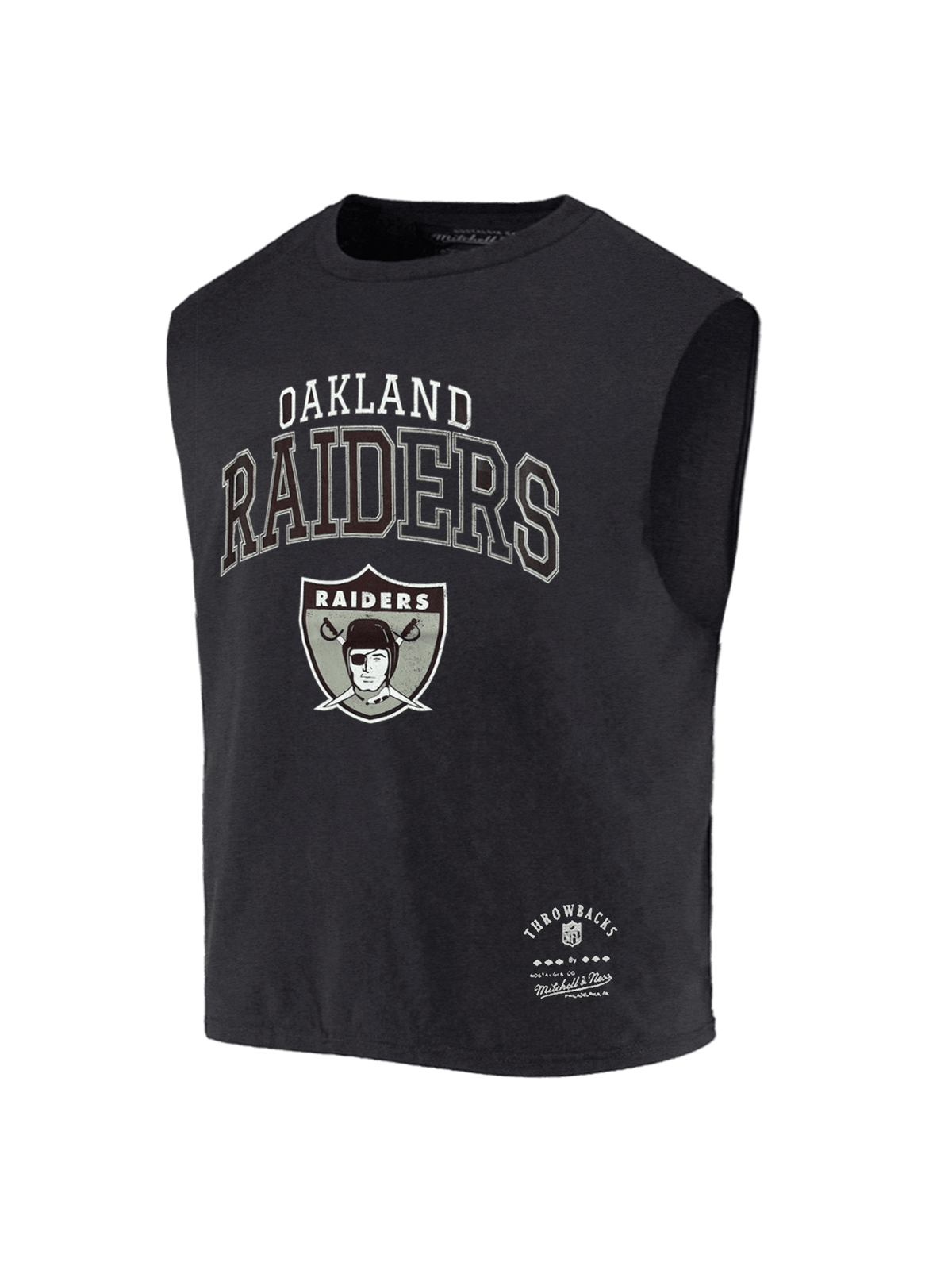 Mitchell And Ness T-Shirts Las Vegas Raiders Mitchell & Ness NFL Arch Boxy Vintage Muscle T-Shirt - Faded Black