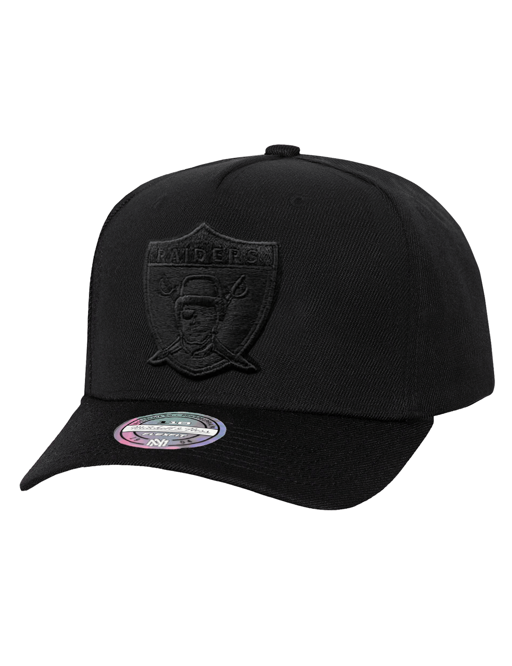 Mitchell And Ness Caps Las Vegas Raiders Mitchell & Ness NFL Black On Black 110 Flex Snapback Hat - Black