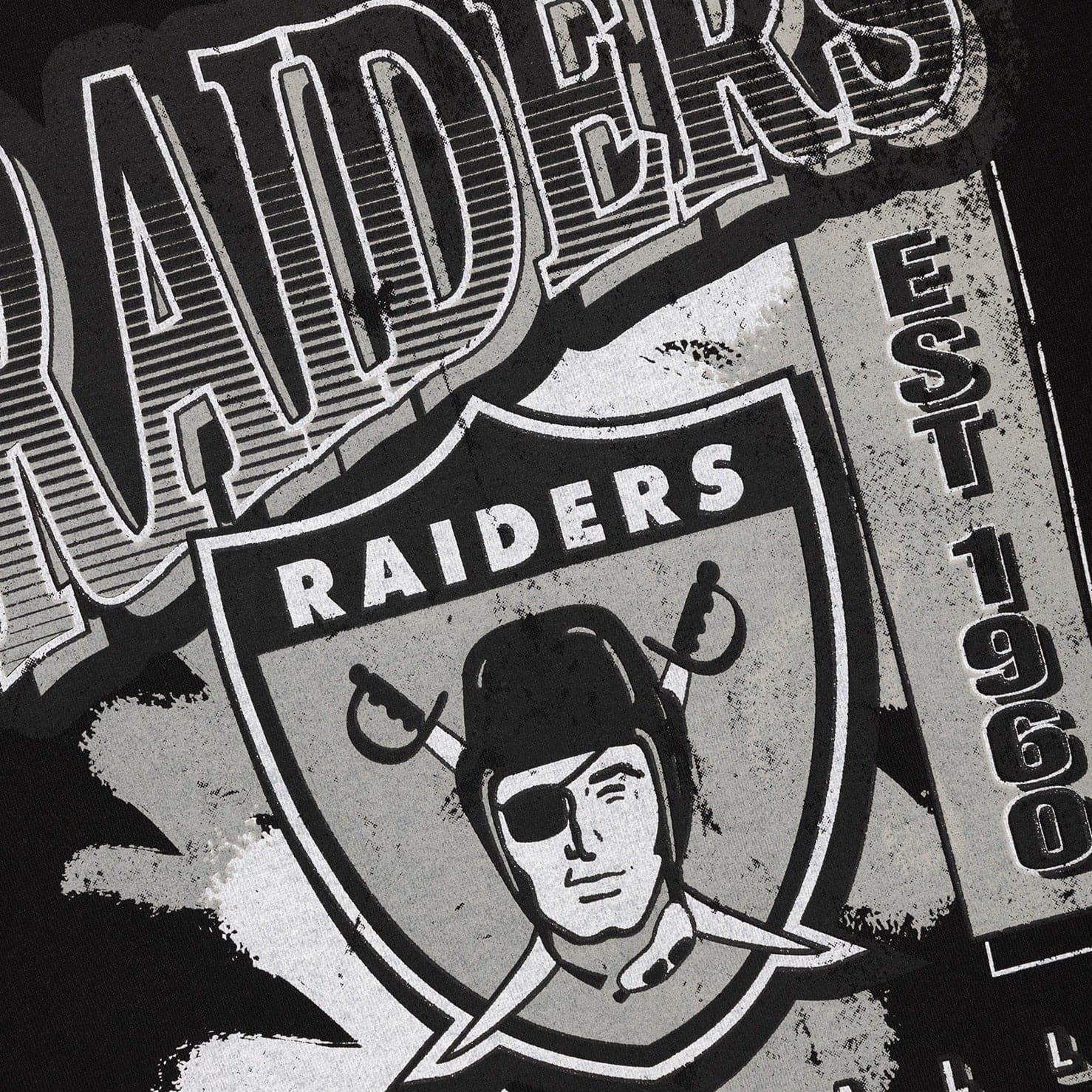 Mitchell And Ness Jumpers Las Vegas Raiders Mitchell & Ness NFL Paint Brush Crew Jumper - Faded Black