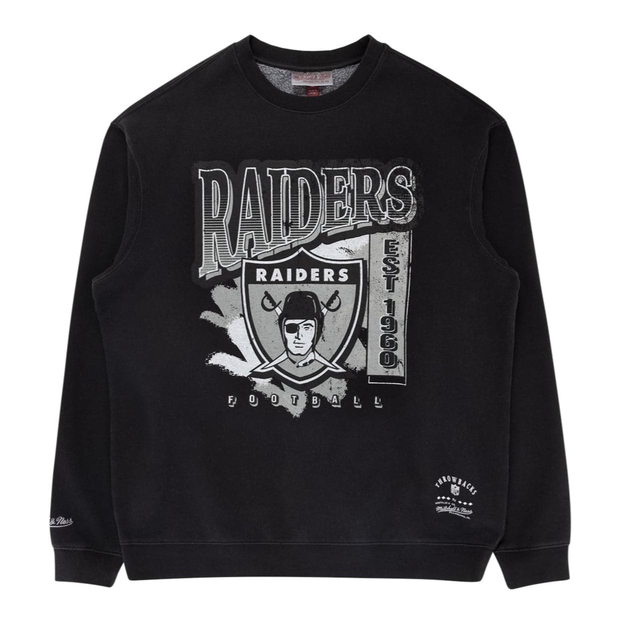 Mitchell And Ness Jumpers Las Vegas Raiders Mitchell & Ness NFL Paint Brush Crew Jumper - Faded Black
