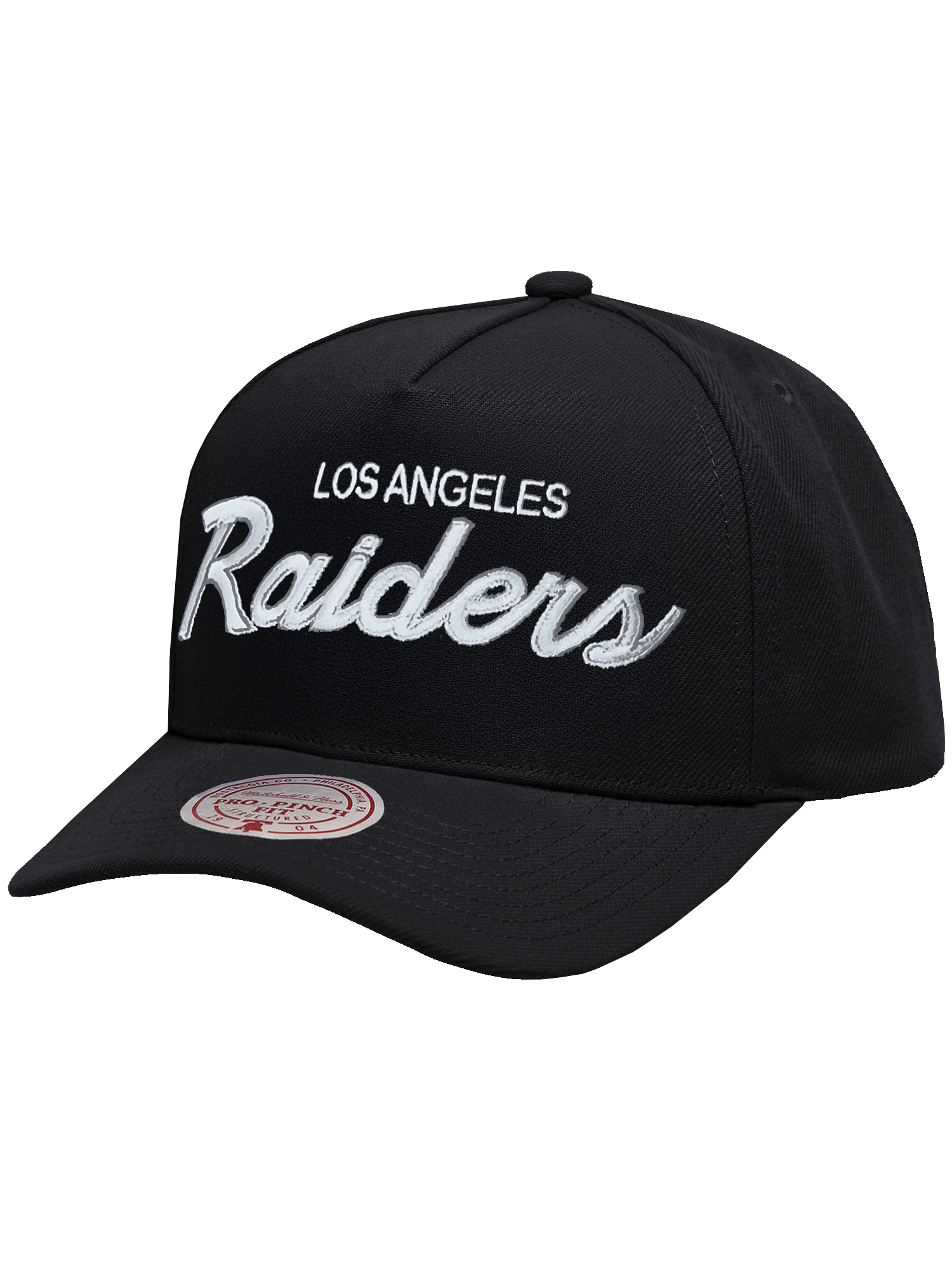 Mitchell And Ness Caps Las Vegas Raiders Mitchell & Ness NFL Script Pro Pinch Snapback Hat - Black