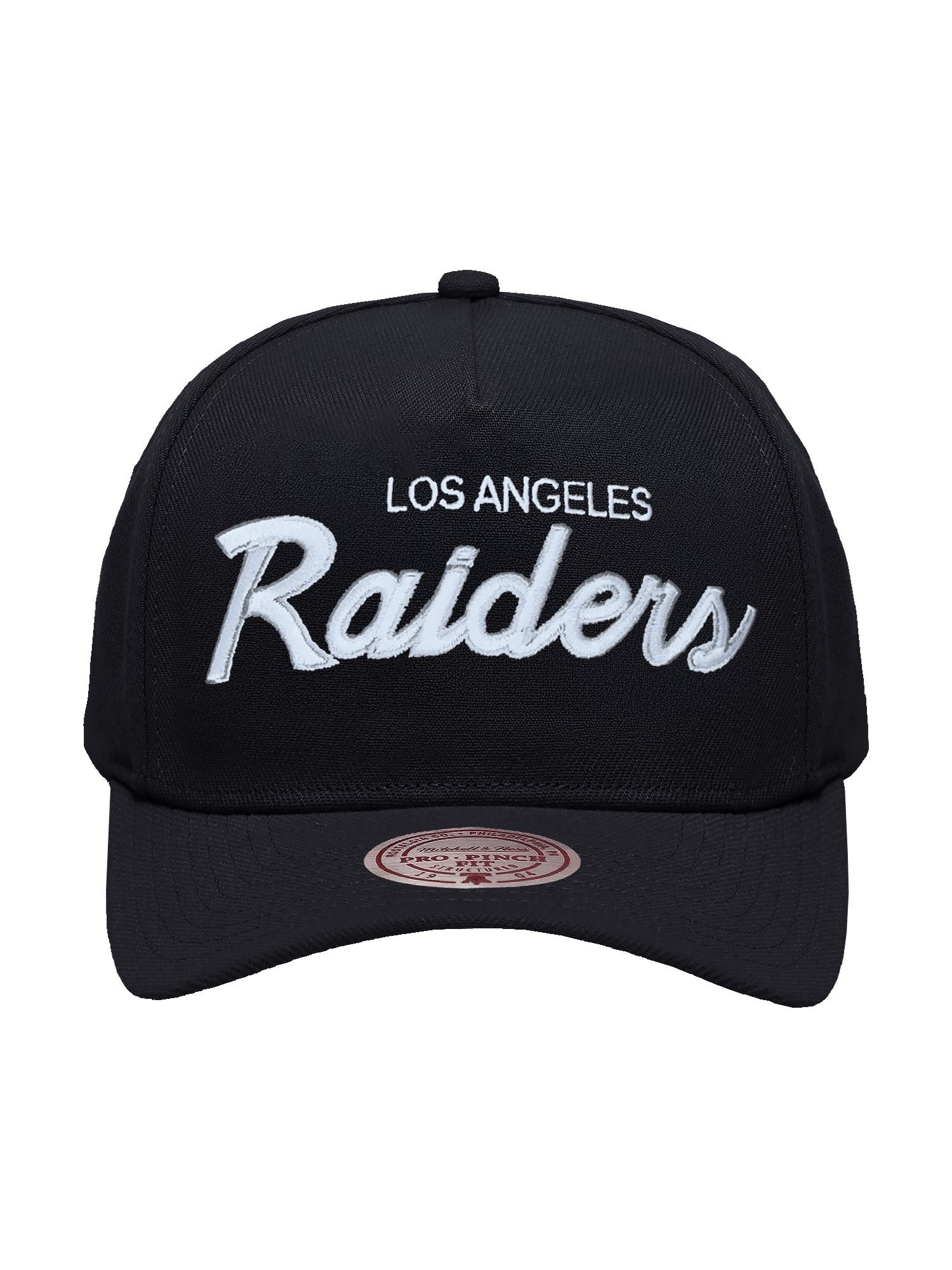 Mitchell And Ness Caps Las Vegas Raiders Mitchell & Ness NFL Script Pro Pinch Snapback Hat - Black