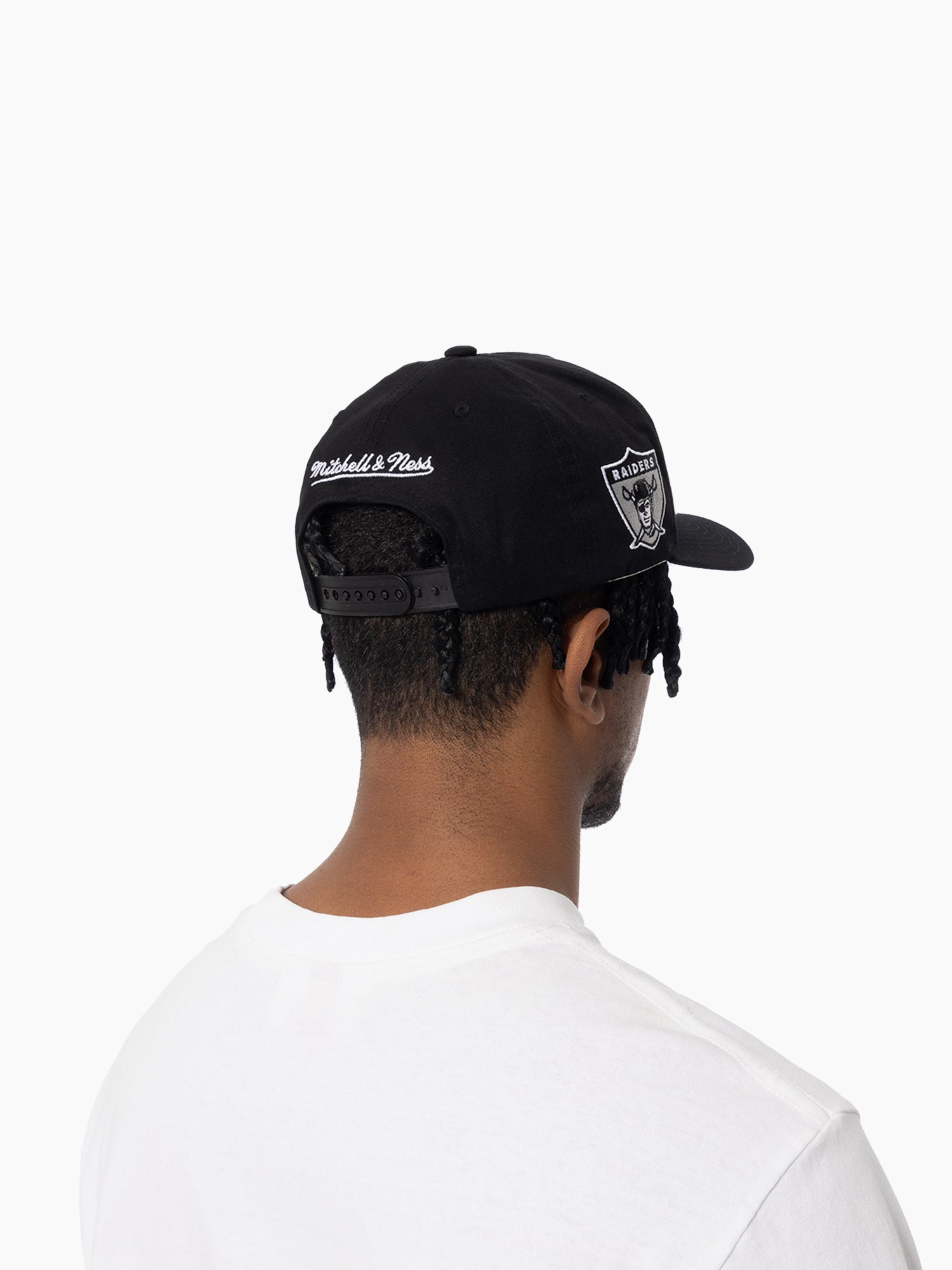 Mitchell And Ness Caps Las Vegas Raiders Mitchell & Ness NFL Script Pro Pinch Snapback Hat - Black