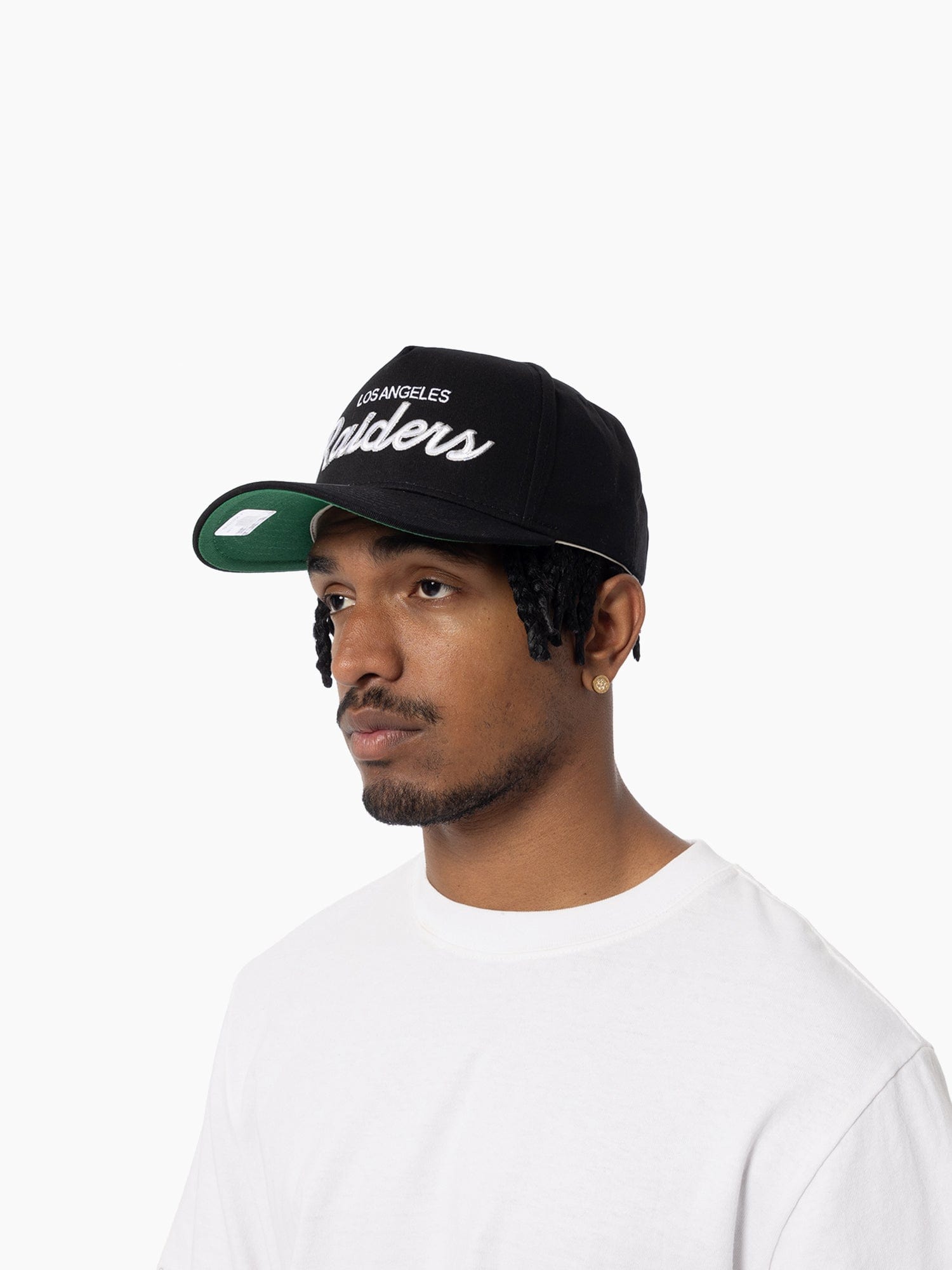 Mitchell And Ness Caps Las Vegas Raiders Mitchell & Ness NFL Script Pro Pinch Snapback Hat - Black