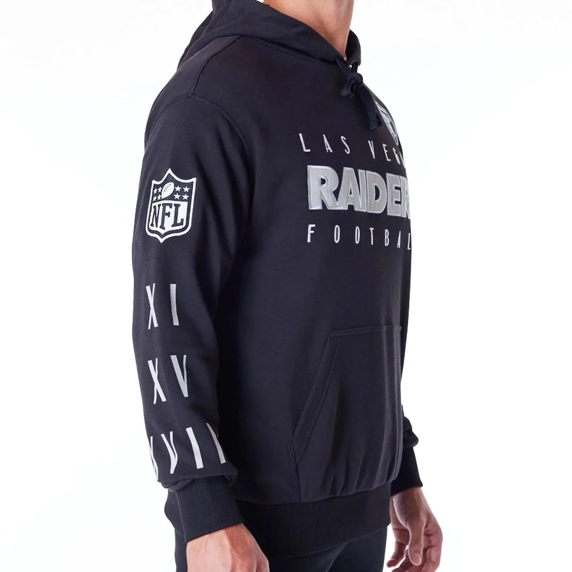 New Era Jumpers Las Vegas Raiders New Era NFL Patched Oversized Hoodie Jumper - Black