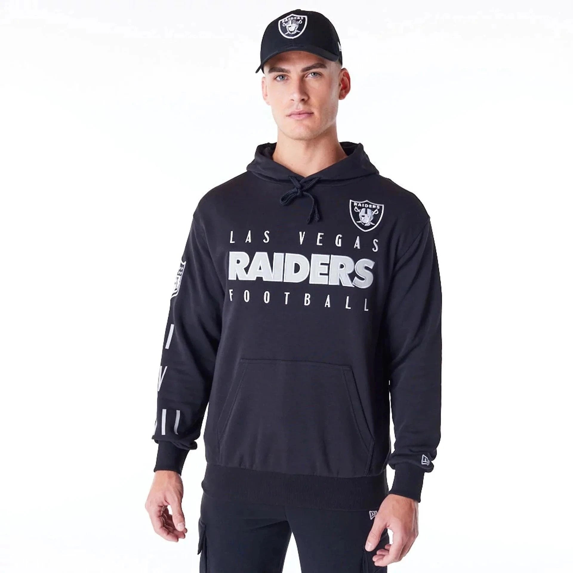 New Era Jumpers Las Vegas Raiders New Era NFL Patched Oversized Hoodie Jumper - Black