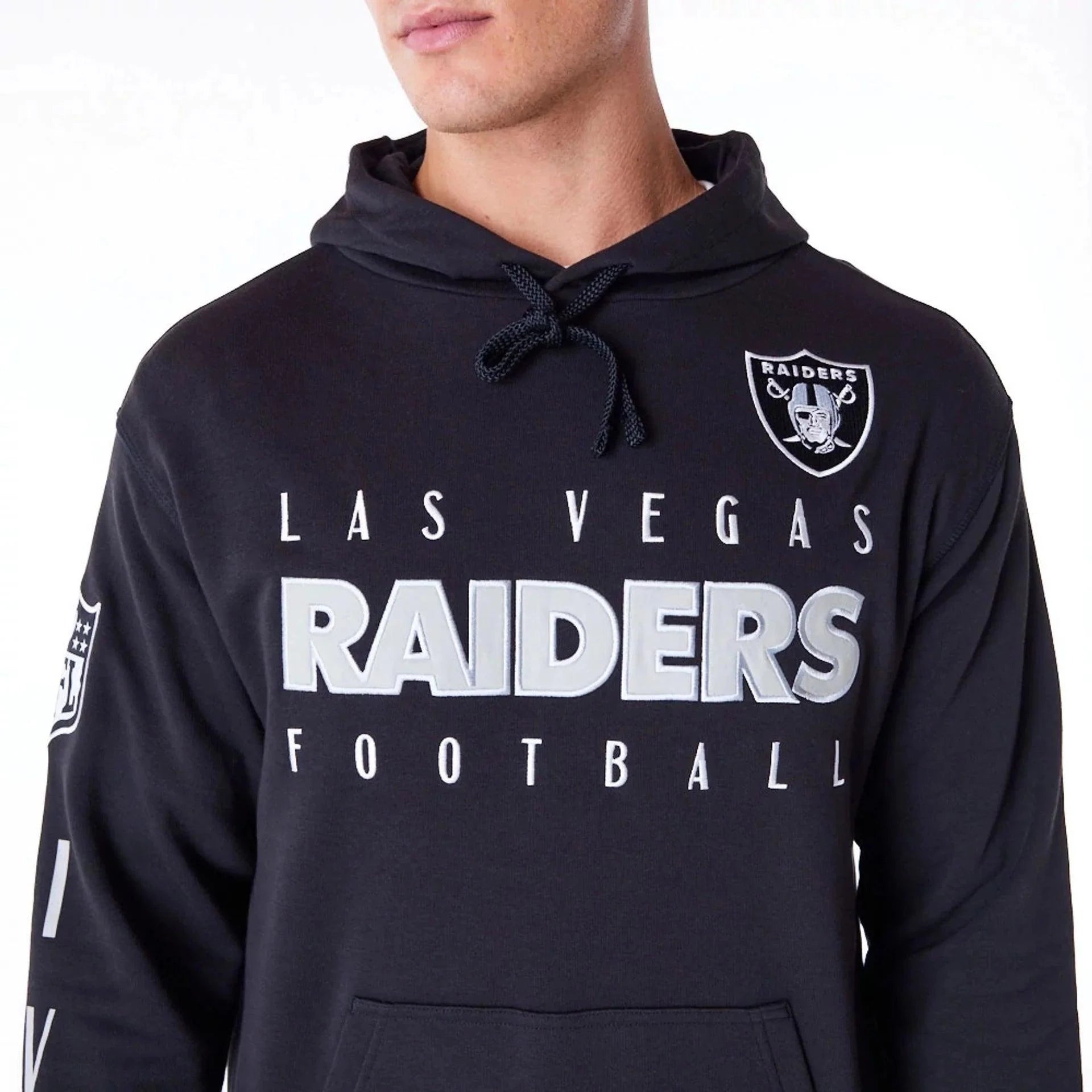 New Era Jumpers Las Vegas Raiders New Era NFL Patched Oversized Hoodie Jumper - Black