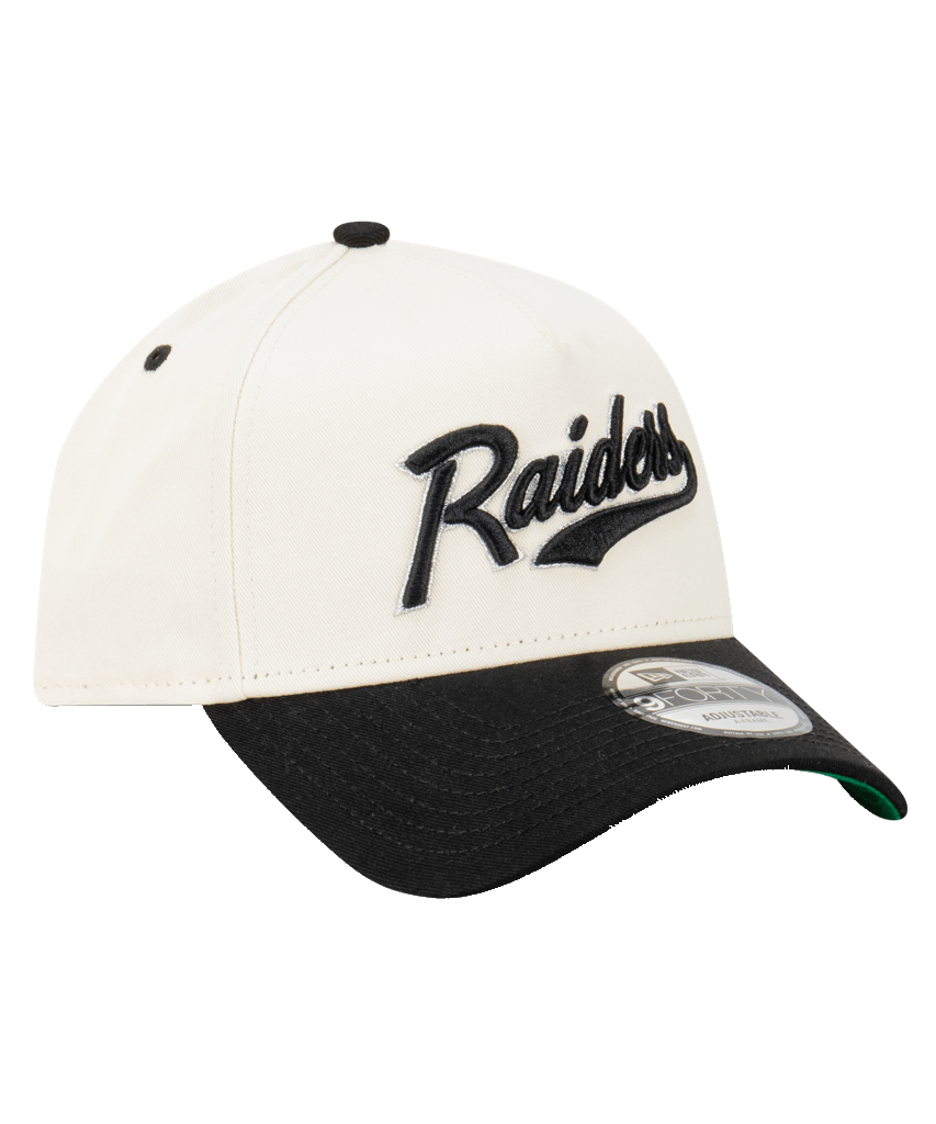 New Era Caps Las Vegas Raiders New Era NFL Script 9FORTY A-Frame Snapback Hat - Chrome