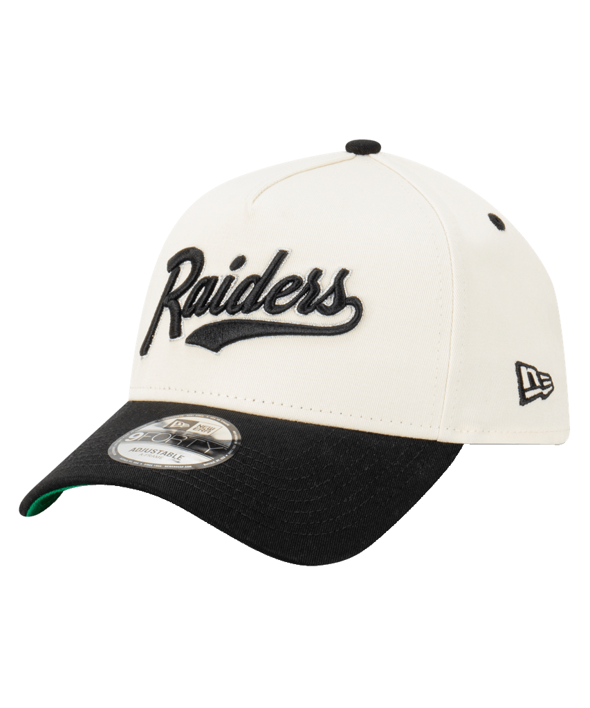 New Era Caps Las Vegas Raiders New Era NFL Script 9FORTY A-Frame Snapback Hat - Chrome