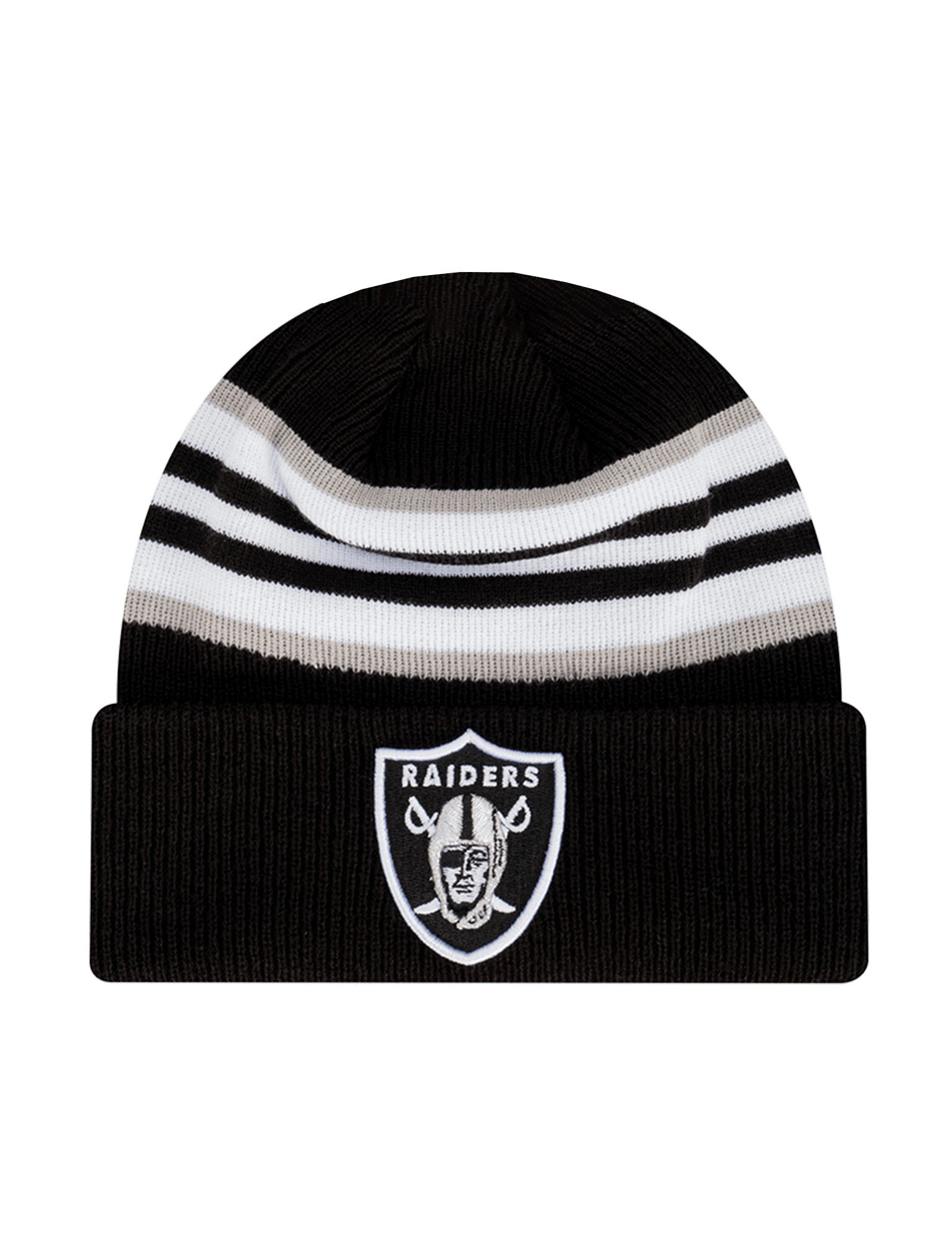 New Era Beanies Las Vegas Raiders New Era NFL Stripe Hit Pomless Knit Beanie - Black