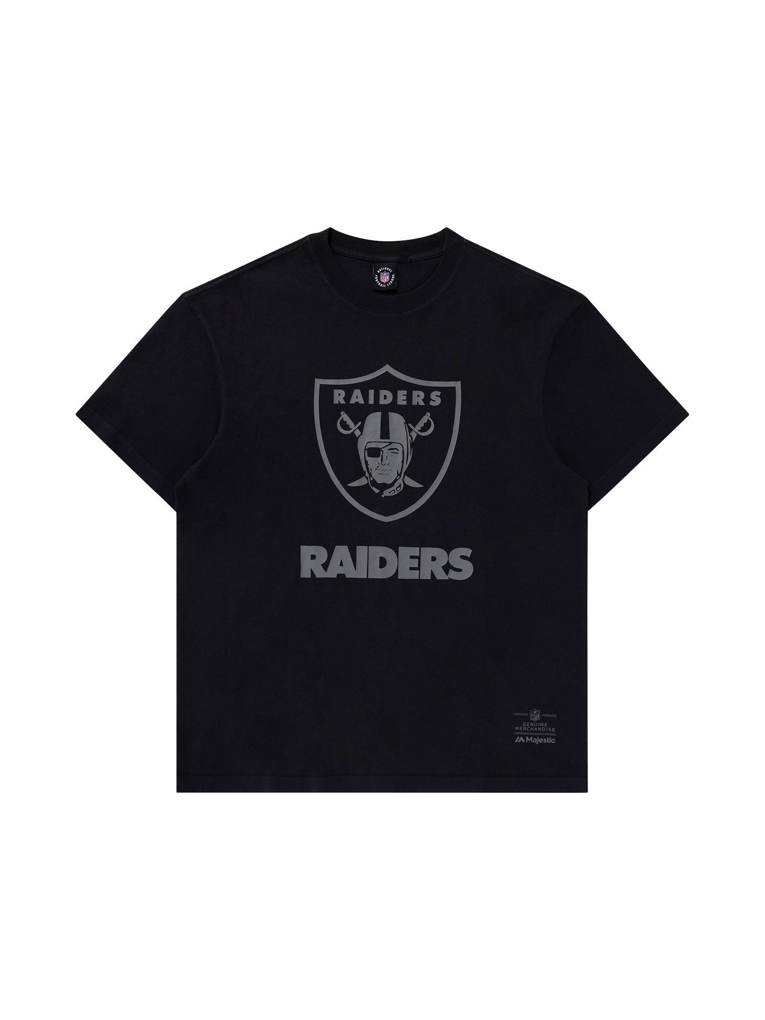 Majestic Athletic T-Shirts Las Vegas Raiders NFL Tonal Team Crest Vintage T-Shirt - Faded Black