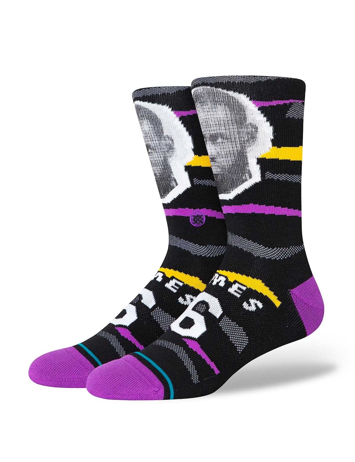 Stance Socks Large (9-12 US) LeBron James Los Angeles Lakers Stance NBA Faxed Crew Socks - Black