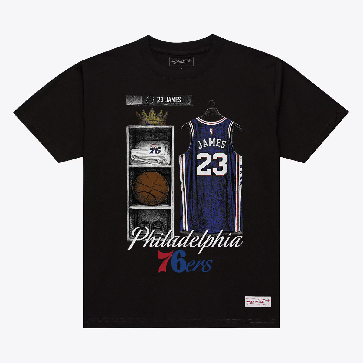 LeBron James Philadelphia 76ers Mitchell & Ness NBA Locker Room T-Shirt - Black