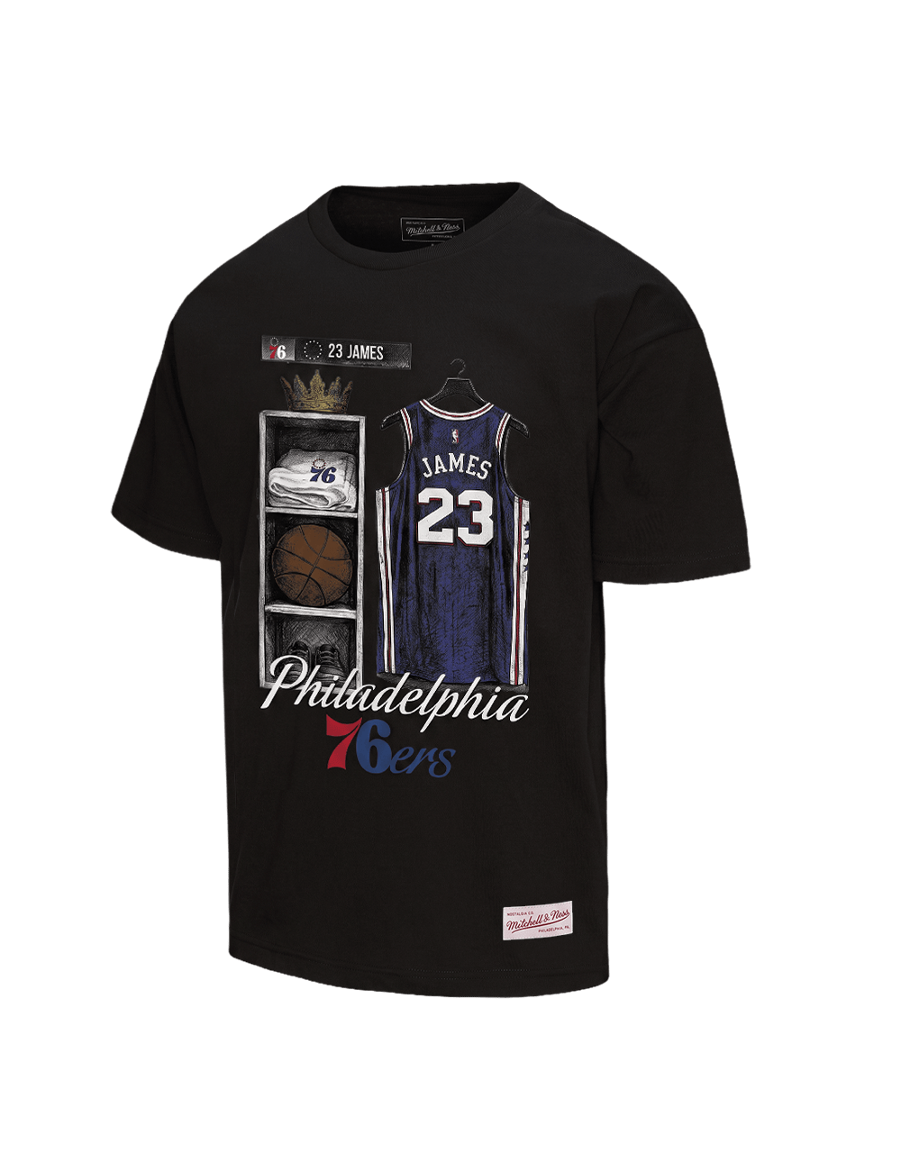 Mitchell And Ness T-Shirts LeBron James Philadelphia 76ers Mitchell & Ness NBA Locker Room T-Shirt - Black