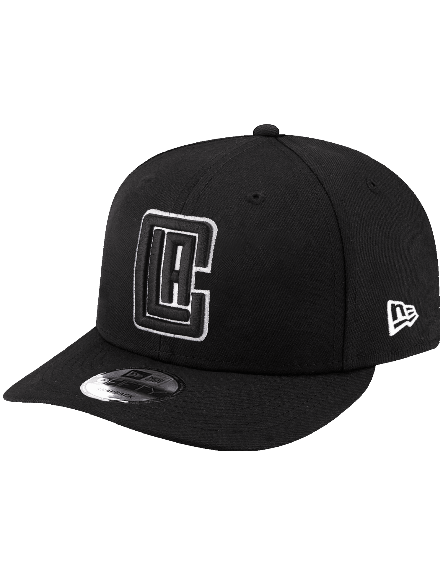 New Era Caps Los Angeles Clippers New Era NBA Black White 9FIFTY Pre-Curved Snapback Hat - Black