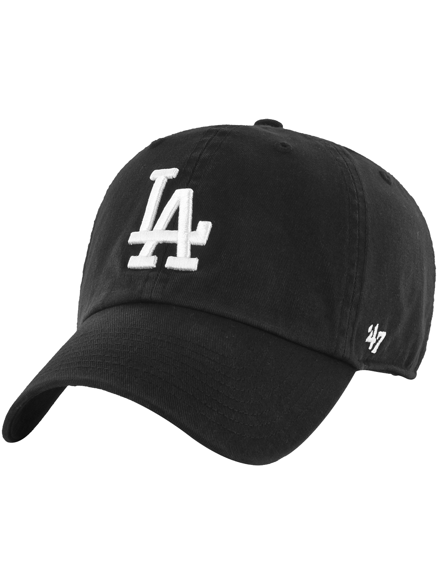 47 Brand Caps Los Angeles Dodgers '47 MLB Black White Clean Up Strapback Hat - Black