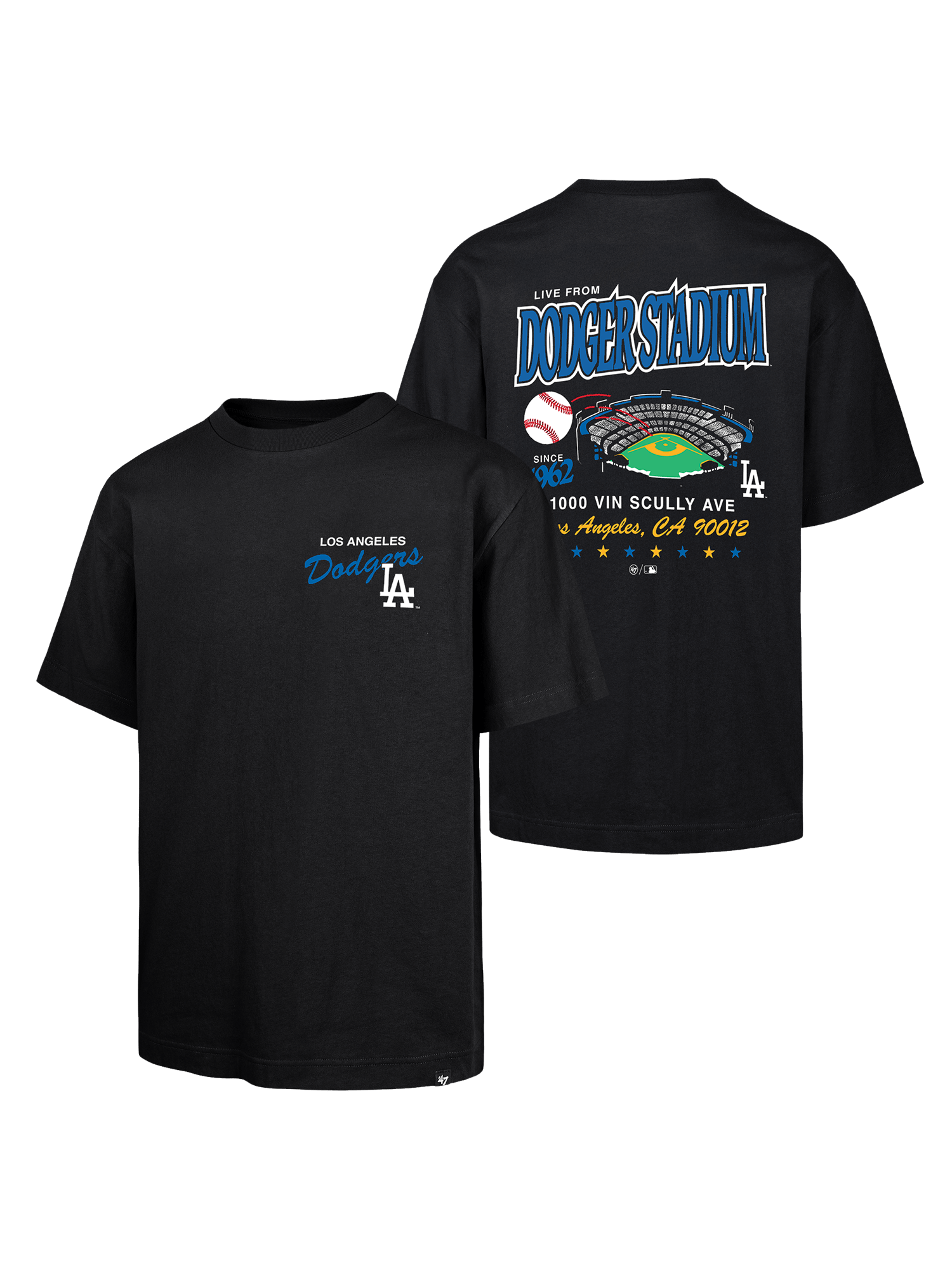47 Brand T-Shirts Los Angeles Dodgers '47 MLB Stadium Vintage Foundation T-Shirt - Black