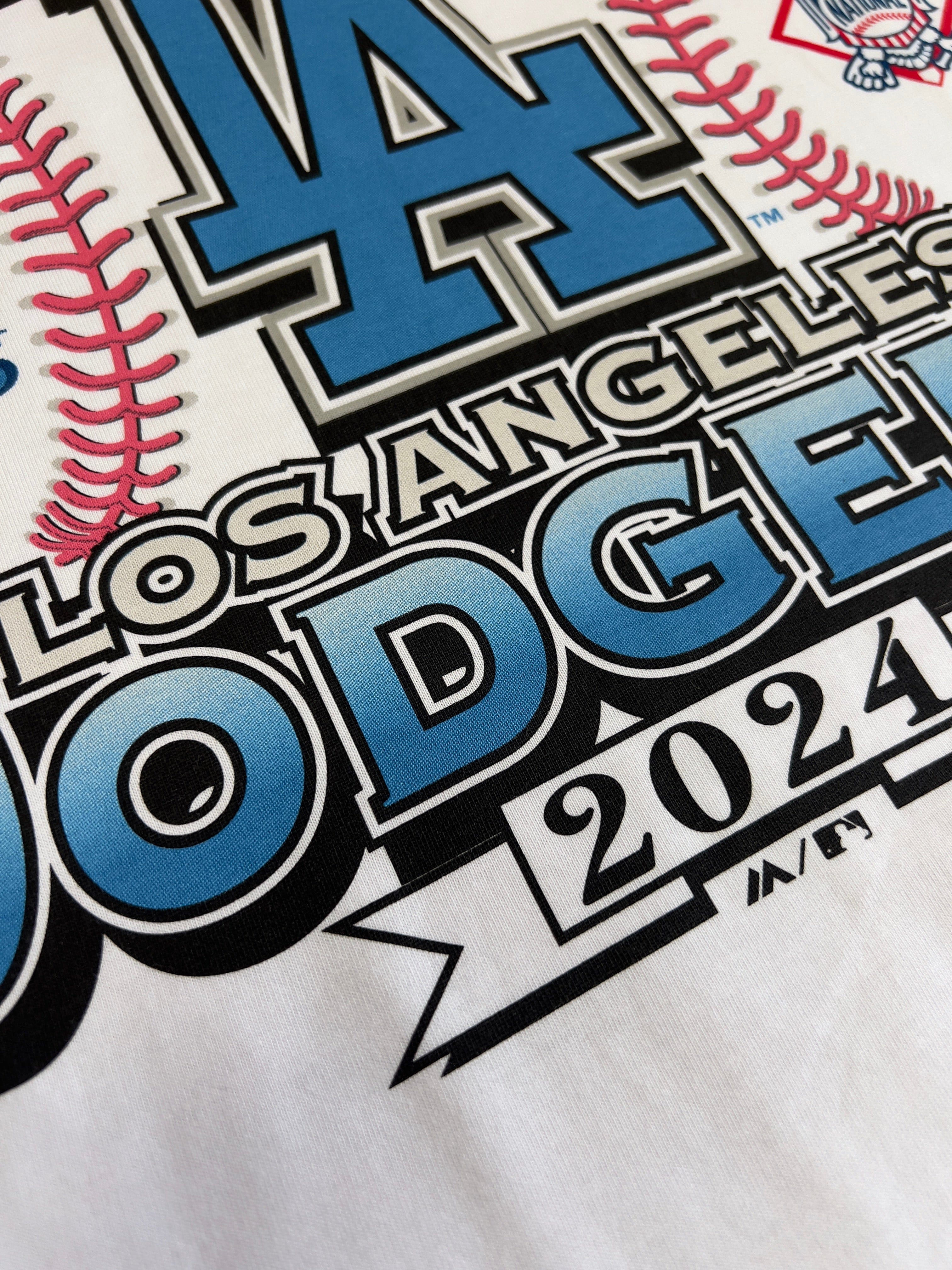 Majestic Athletic T-Shirts Los Angeles Dodgers Majestic MLB 2024 Champions Vintage T-Shirt - White