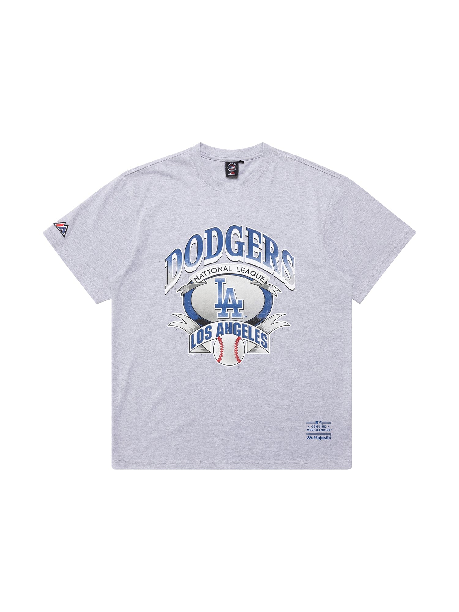 Majestic Athletic T-Shirts Los Angeles Dodgers Majestic MLB Banner Vintage T-Shirt - Grey Marle