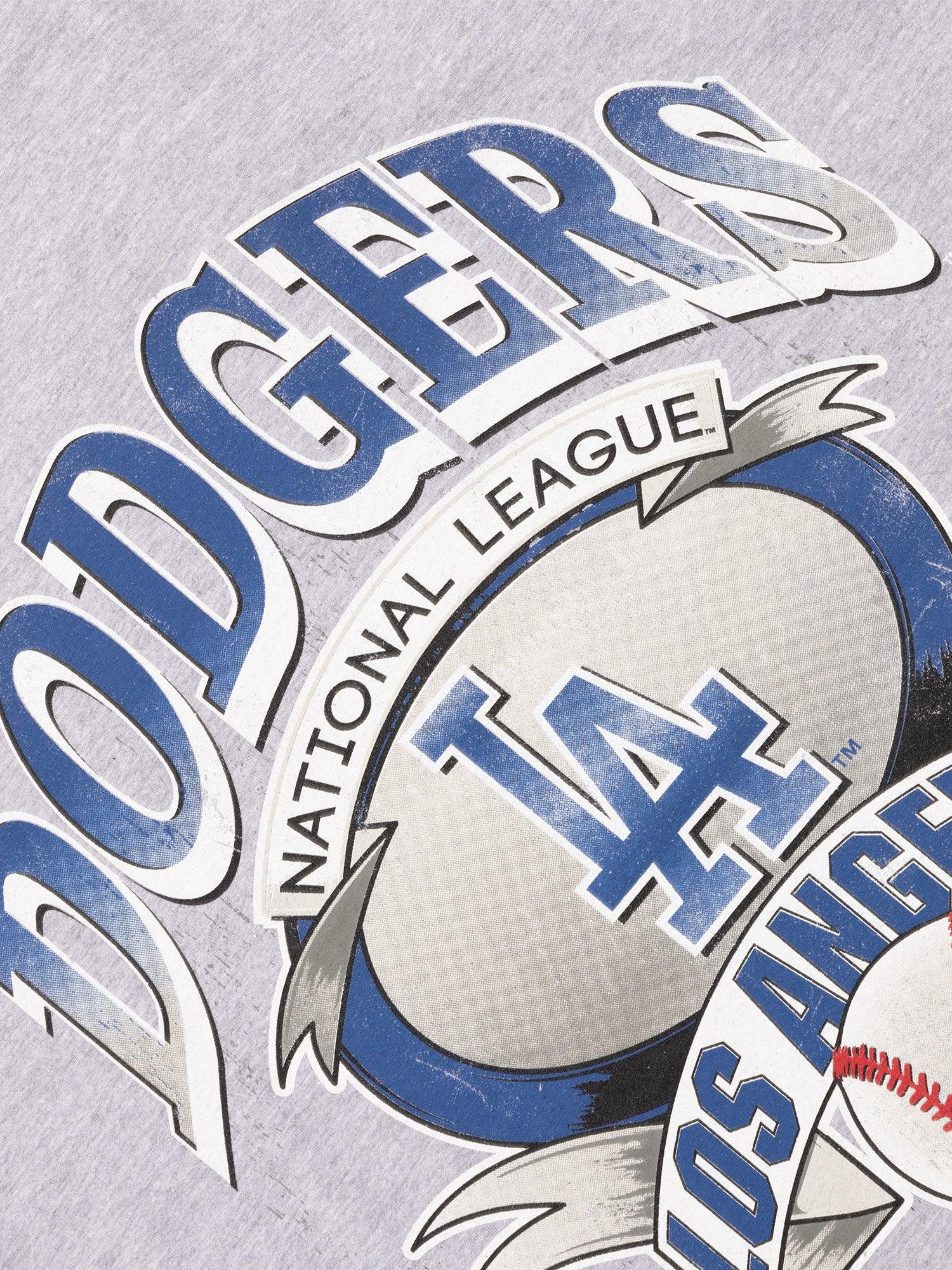 Majestic Athletic T-Shirts Los Angeles Dodgers Majestic MLB Banner Vintage T-Shirt - Grey Marle
