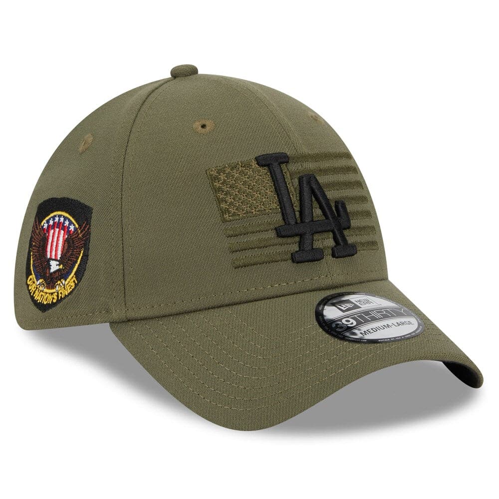 New Era Caps Los Angeles Dodgers New Era MLB 2023 Armed Forces 39THIRTY Stretch-Fit Hat - Army