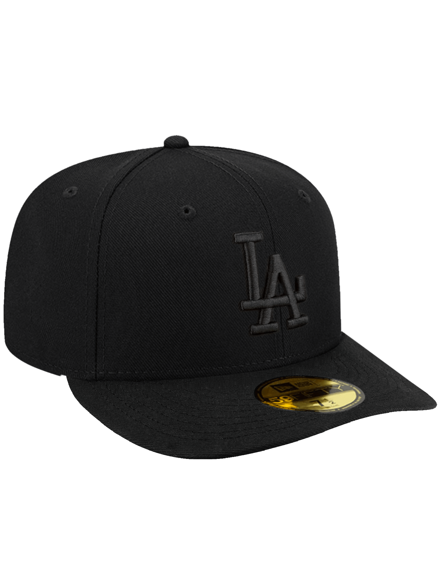 New Era Caps Los Angeles Dodgers New Era MLB Black On Black 59FIFTY Pre-Curved Fitted Hat - Black