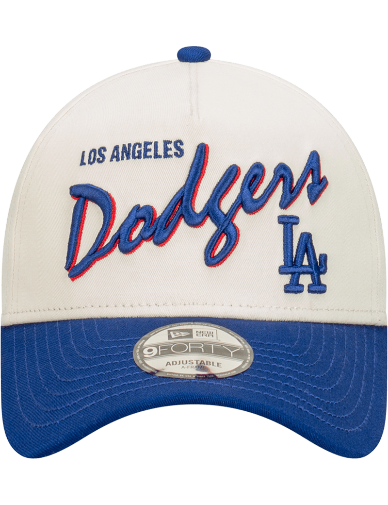 New Era Caps Los Angeles Dodgers New Era MLB Script 9FORTY A-Frame Snapback Hat - Stone